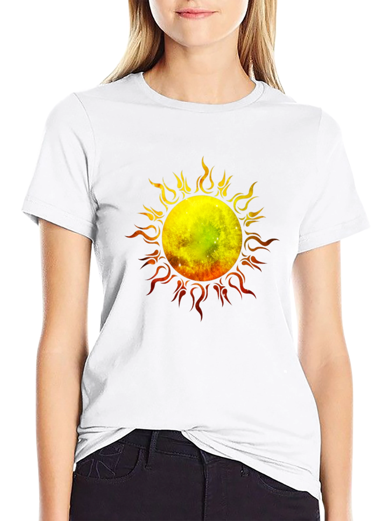 Flaming Sun Graphic Black T-Shirt