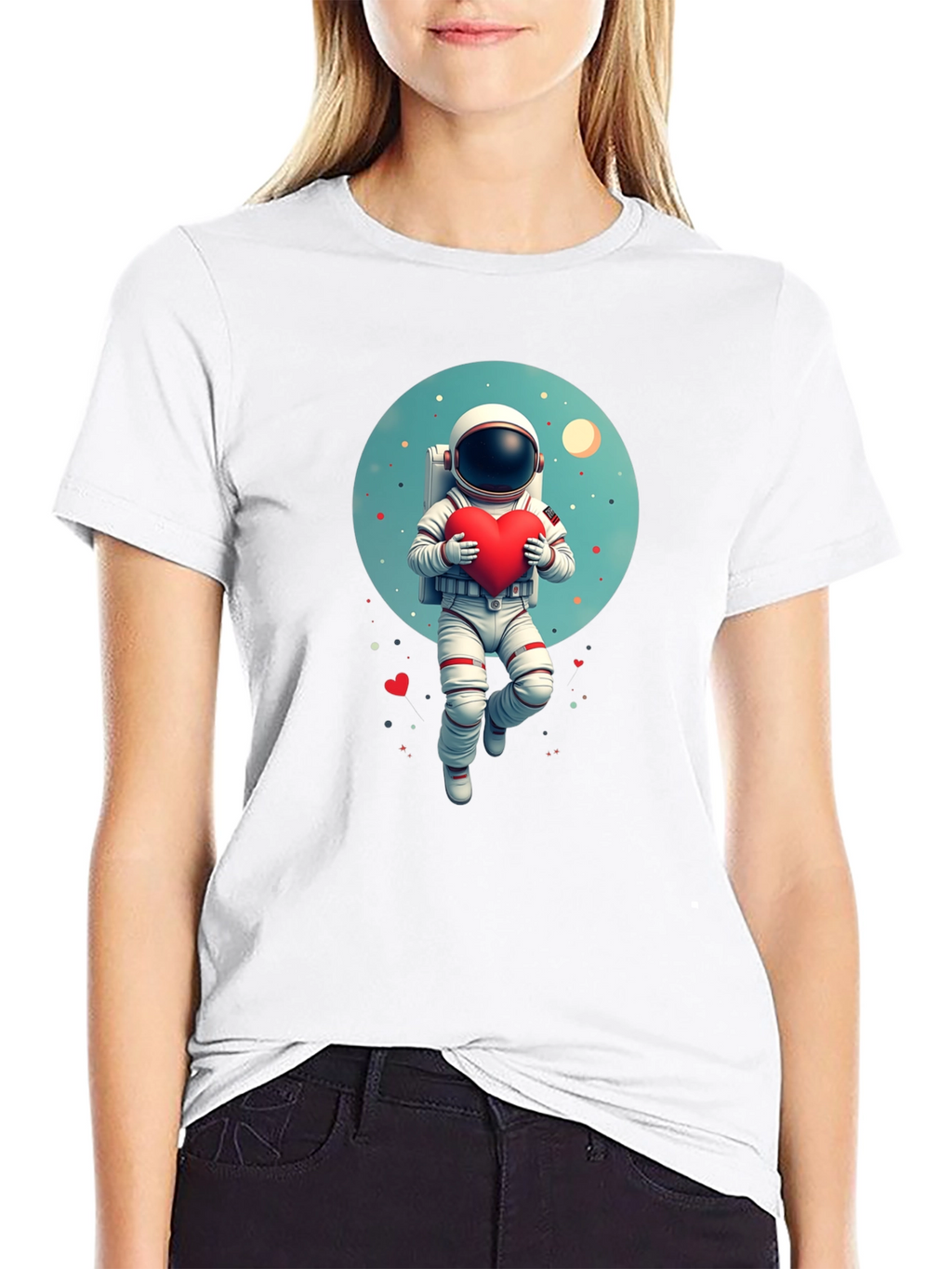 Astronaut Holding Heart Graphic Tee