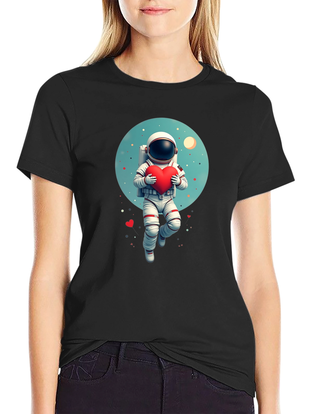 Astronaut Holding Heart Graphic Tee