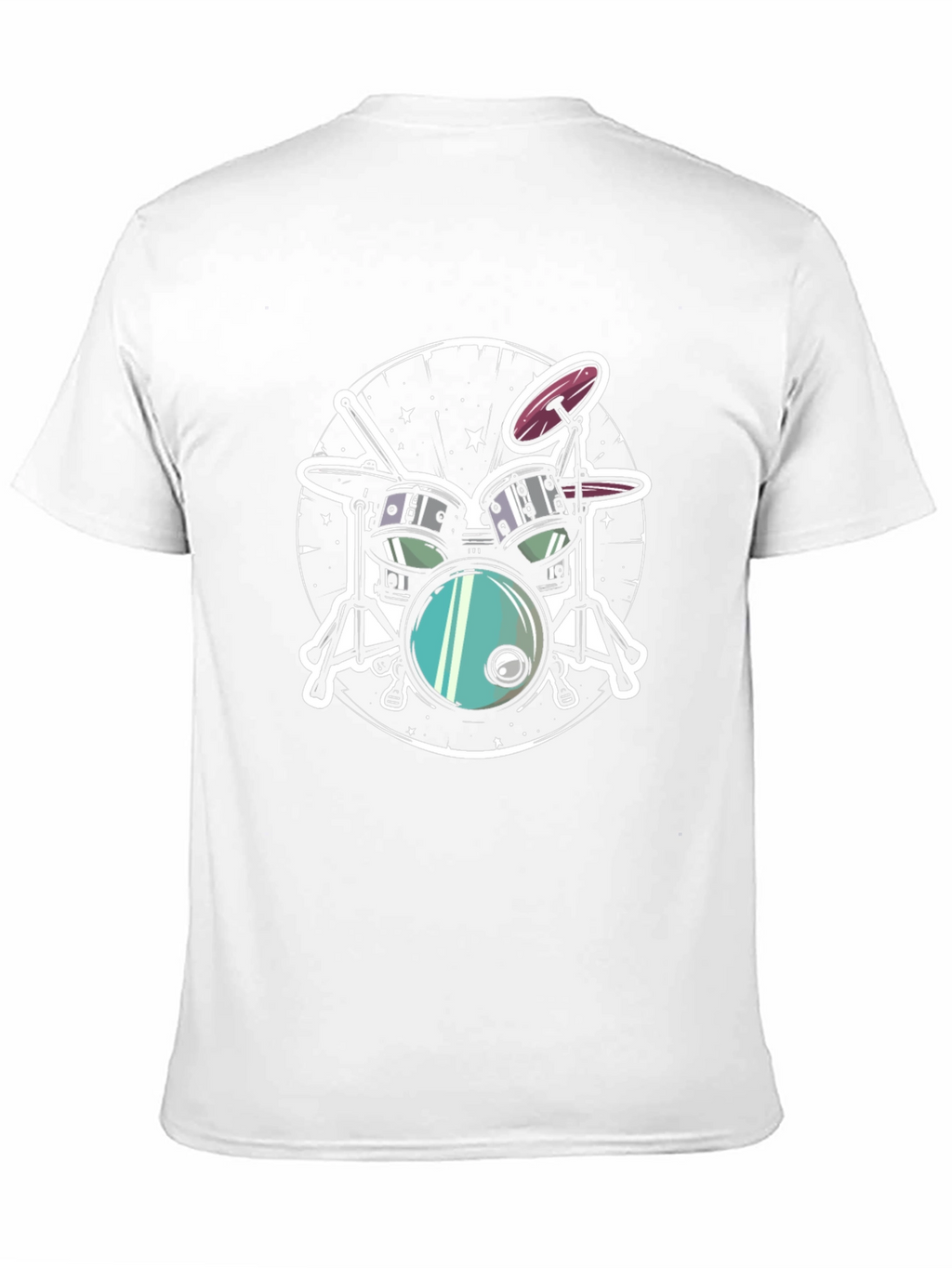 Cool Drum Set Graphic Tee - Black Cotton T-Shirt