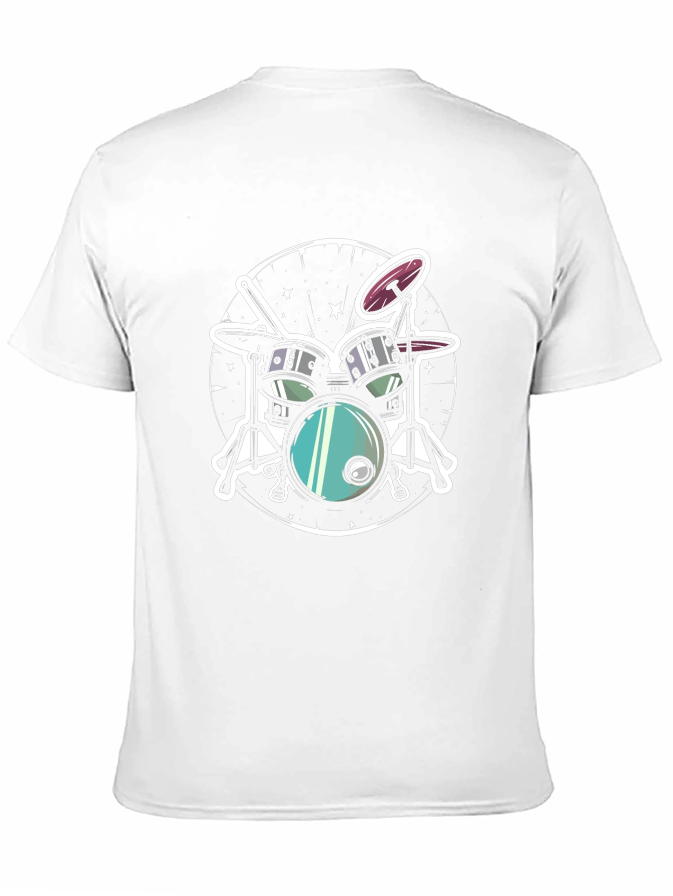 Cool Drum Set Graphic Tee - Black Cotton T-Shirt