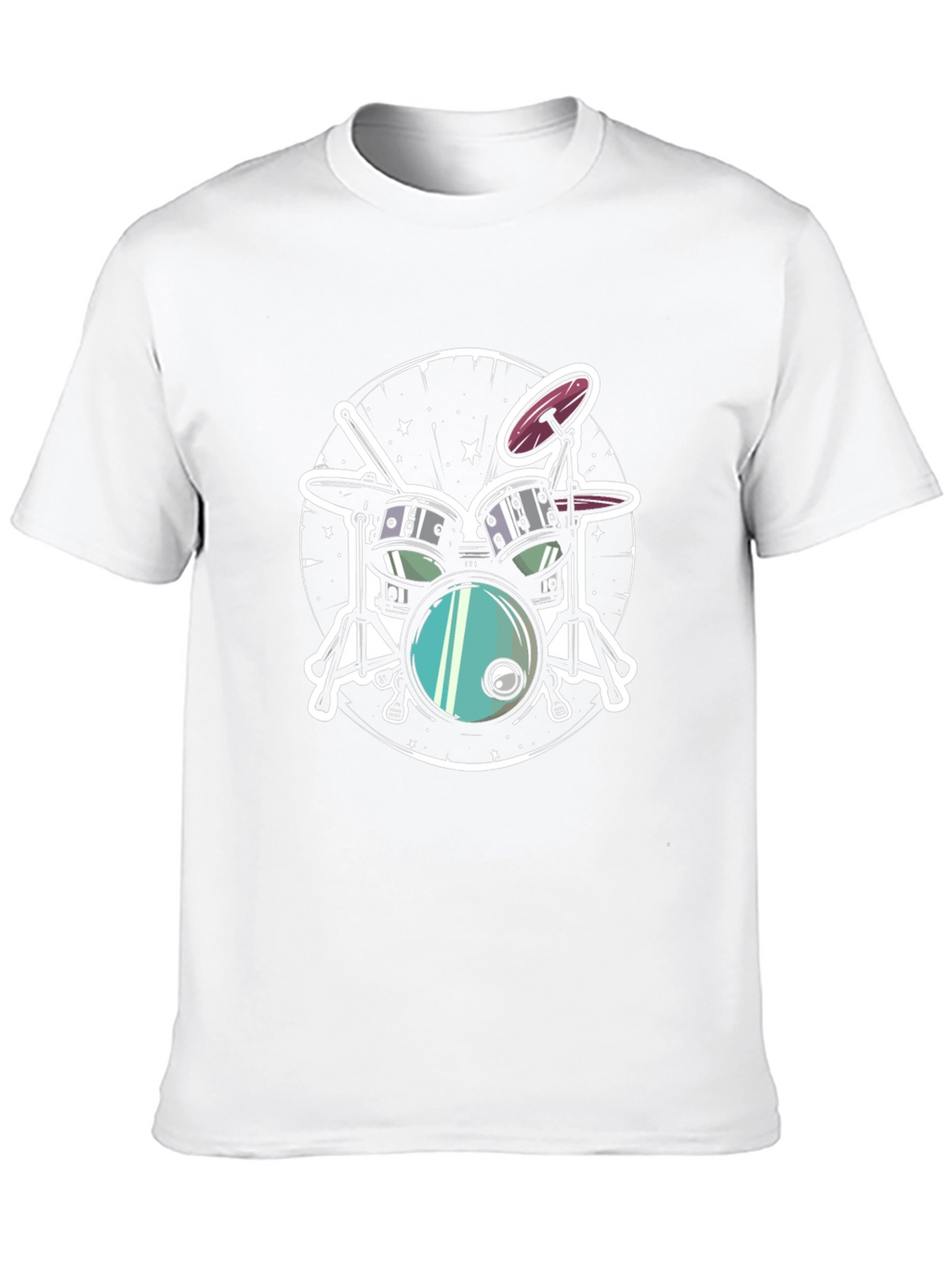 Cool Drum Set Graphic Tee - Black Cotton T-Shirt