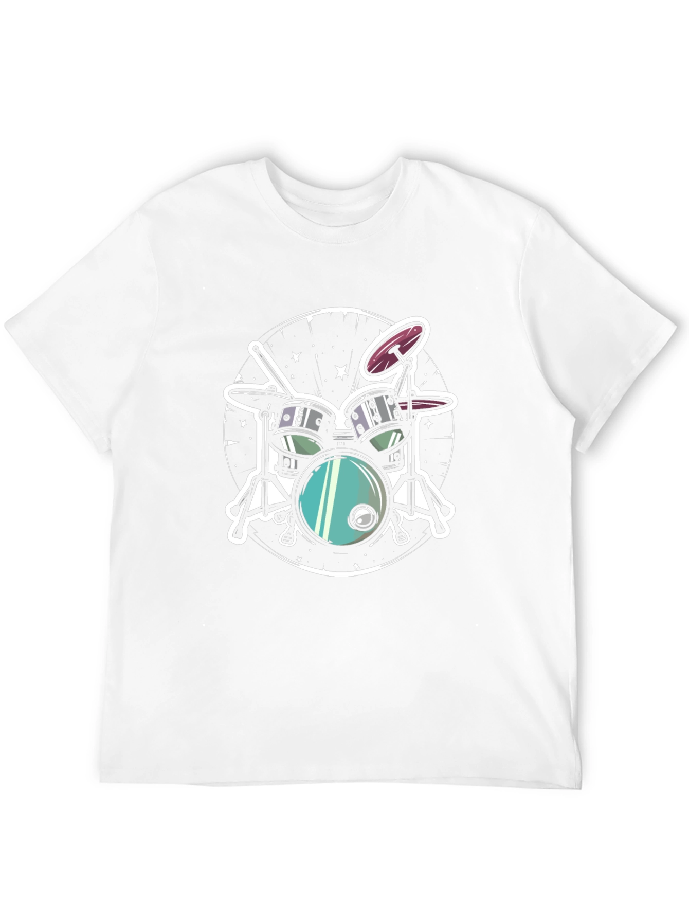 Cool Drum Set Graphic Tee - Black Cotton T-Shirt