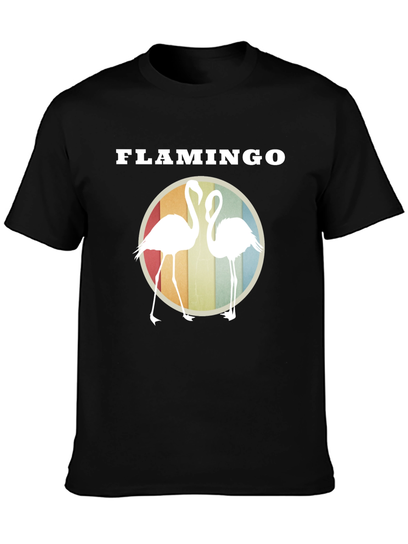 Flamingo Graphic Tee - Retro Style Round Design