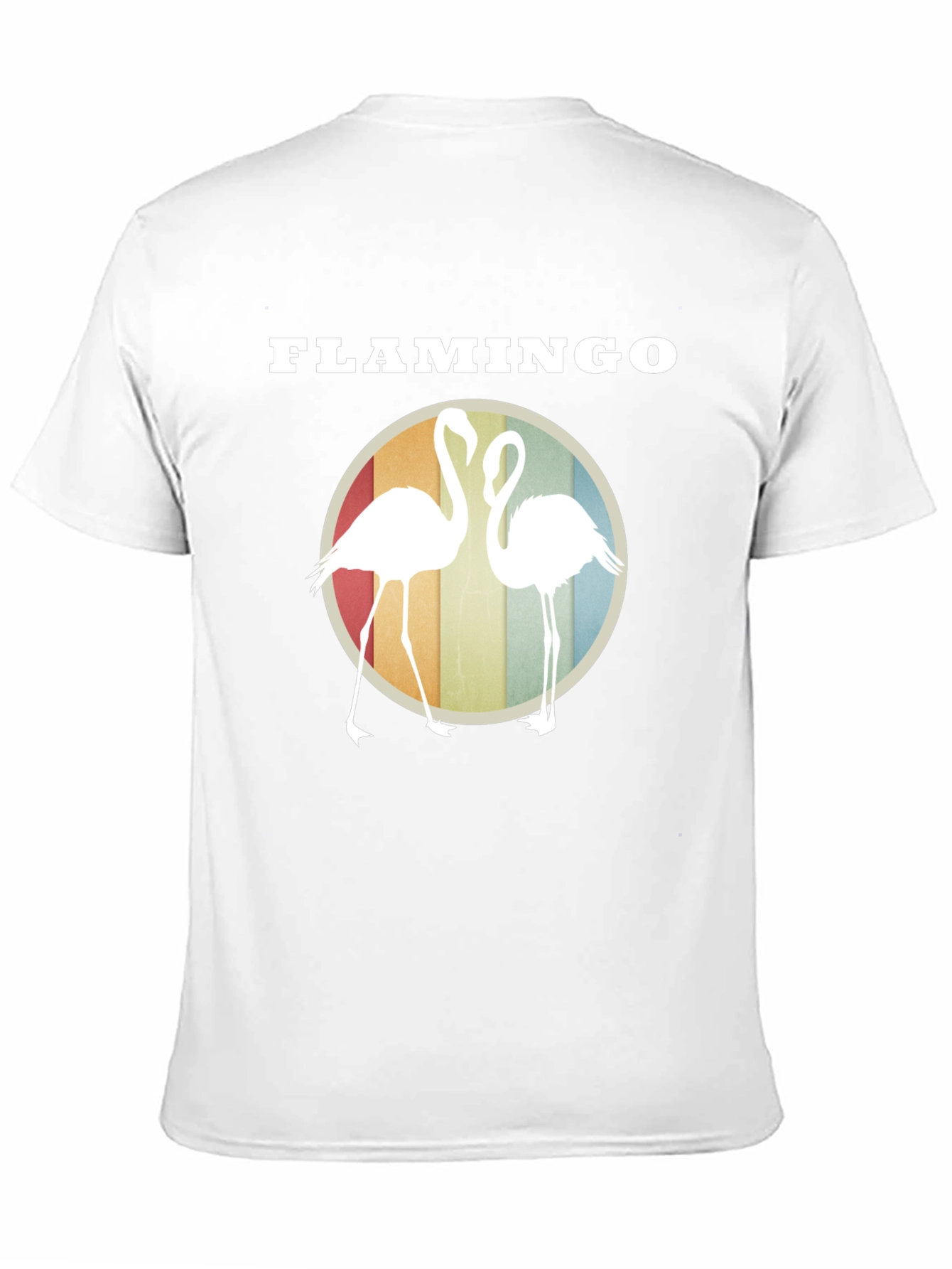 Flamingo Graphic Tee - Retro Style Round Design