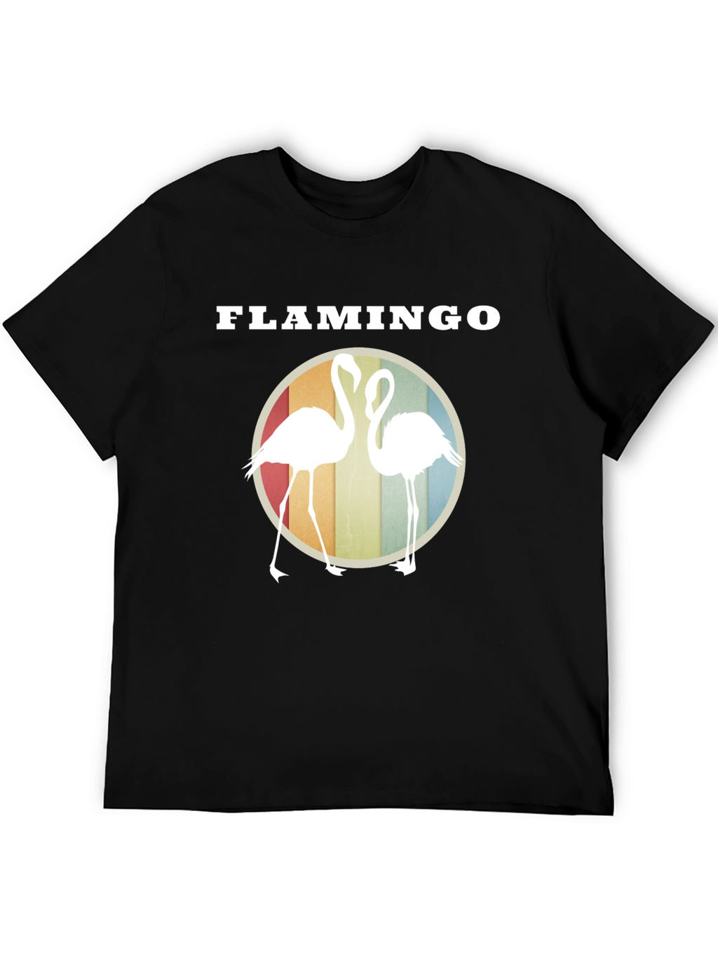 Flamingo Graphic Tee - Retro Style Round Design
