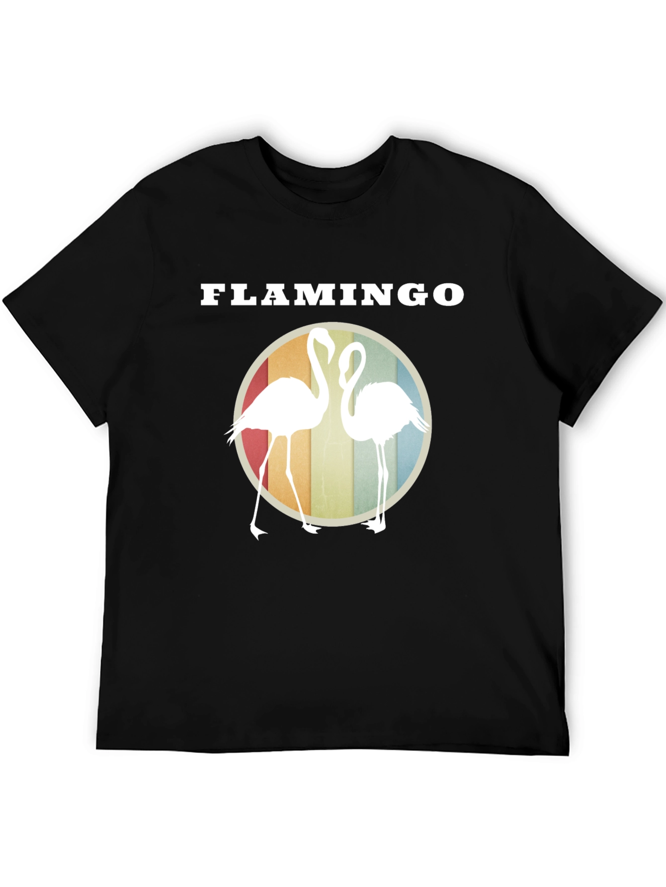 Flamingo Graphic Tee - Retro Style Round Design