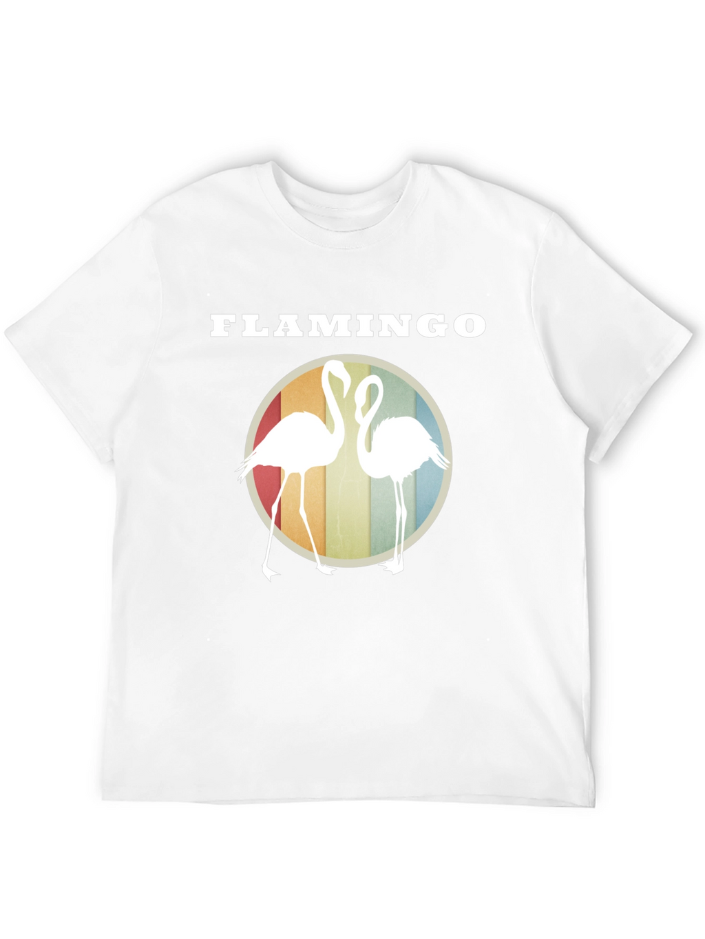 Flamingo Graphic Tee - Retro Style Round Design