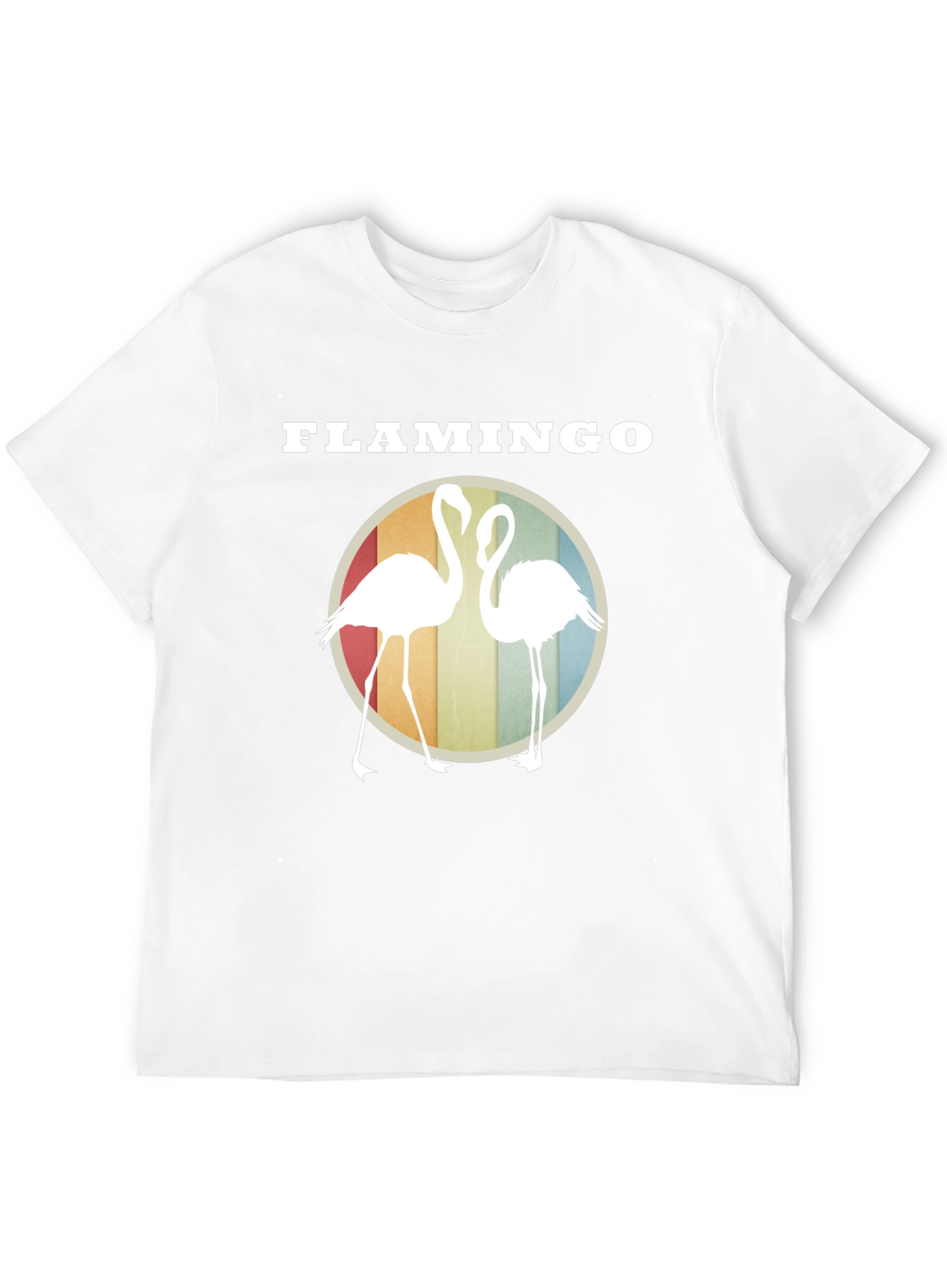 Flamingo Graphic Tee - Retro Style Round Design