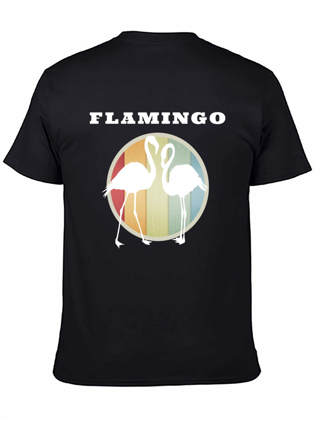 Flamingo Graphic Tee - Retro Style Round Design