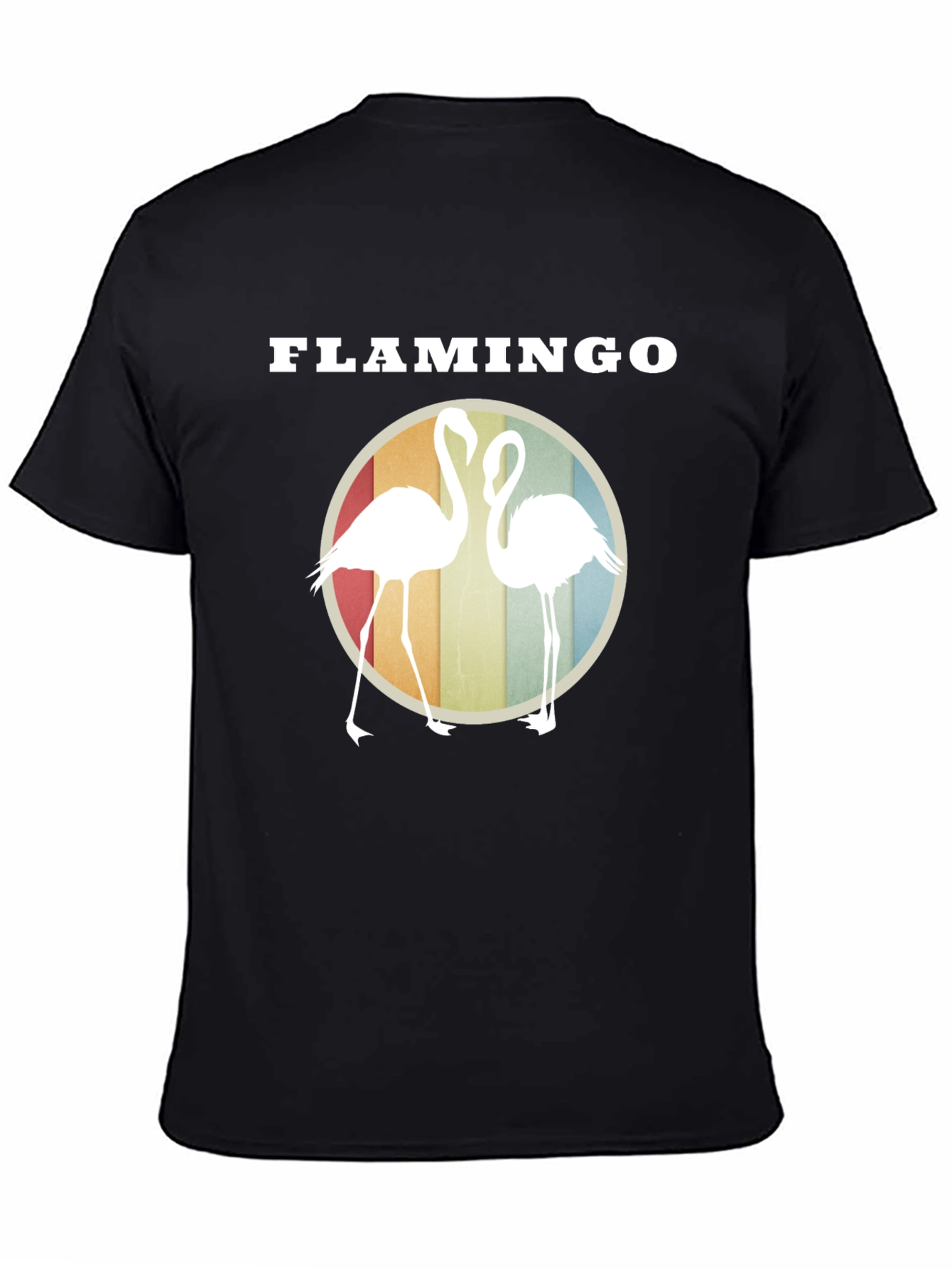 Flamingo Graphic Tee - Retro Style Round Design