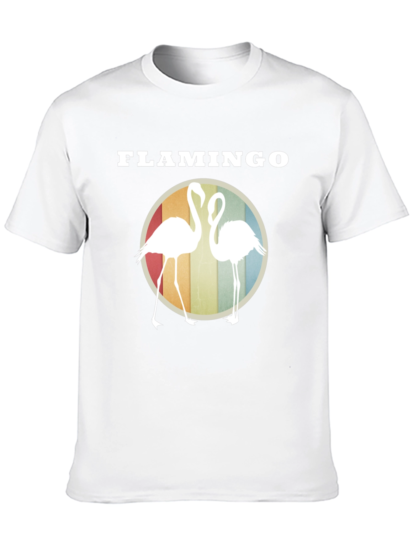 Flamingo Graphic Tee - Retro Style Round Design