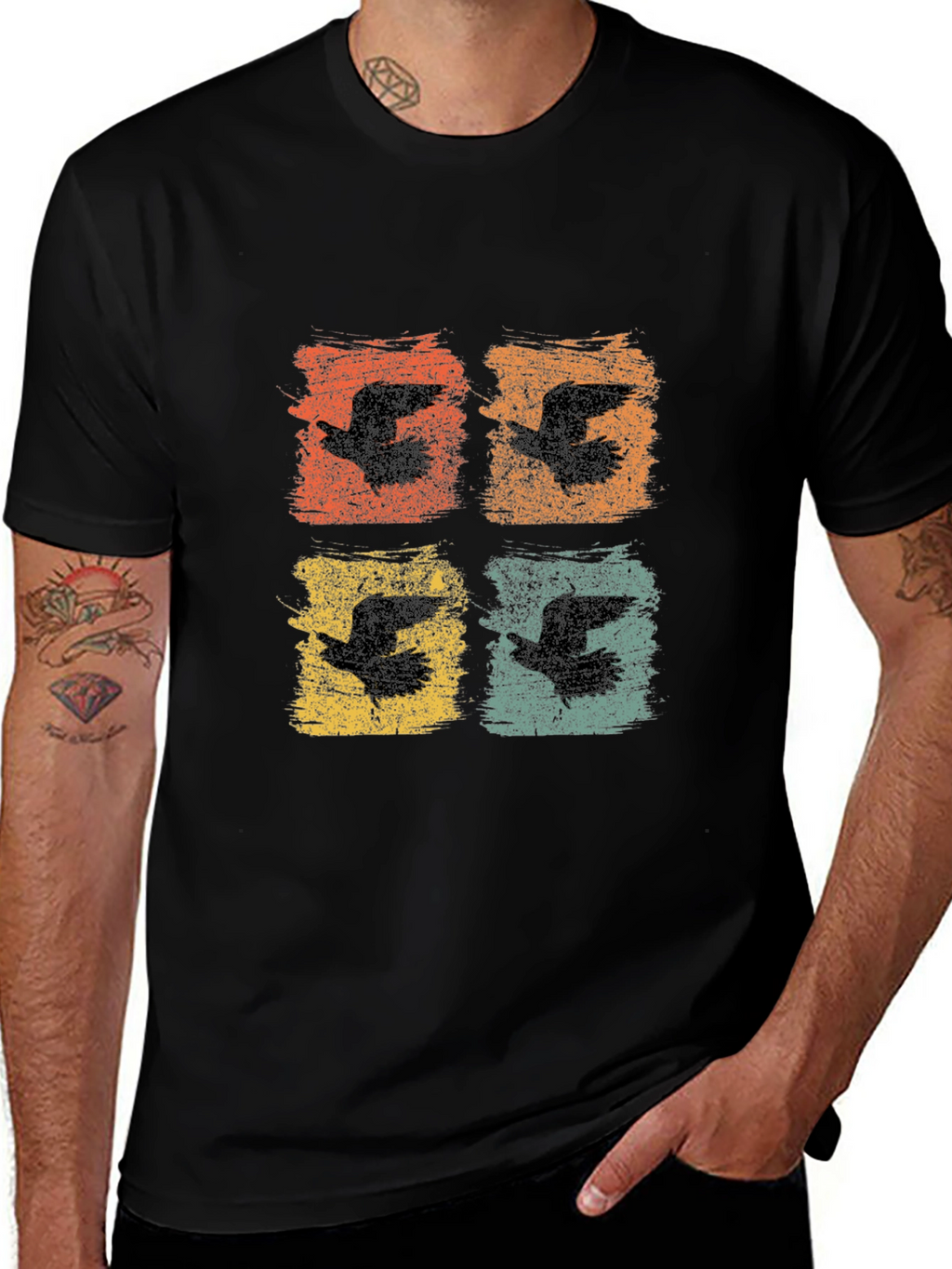 Retro Bird Print Graphic Tee