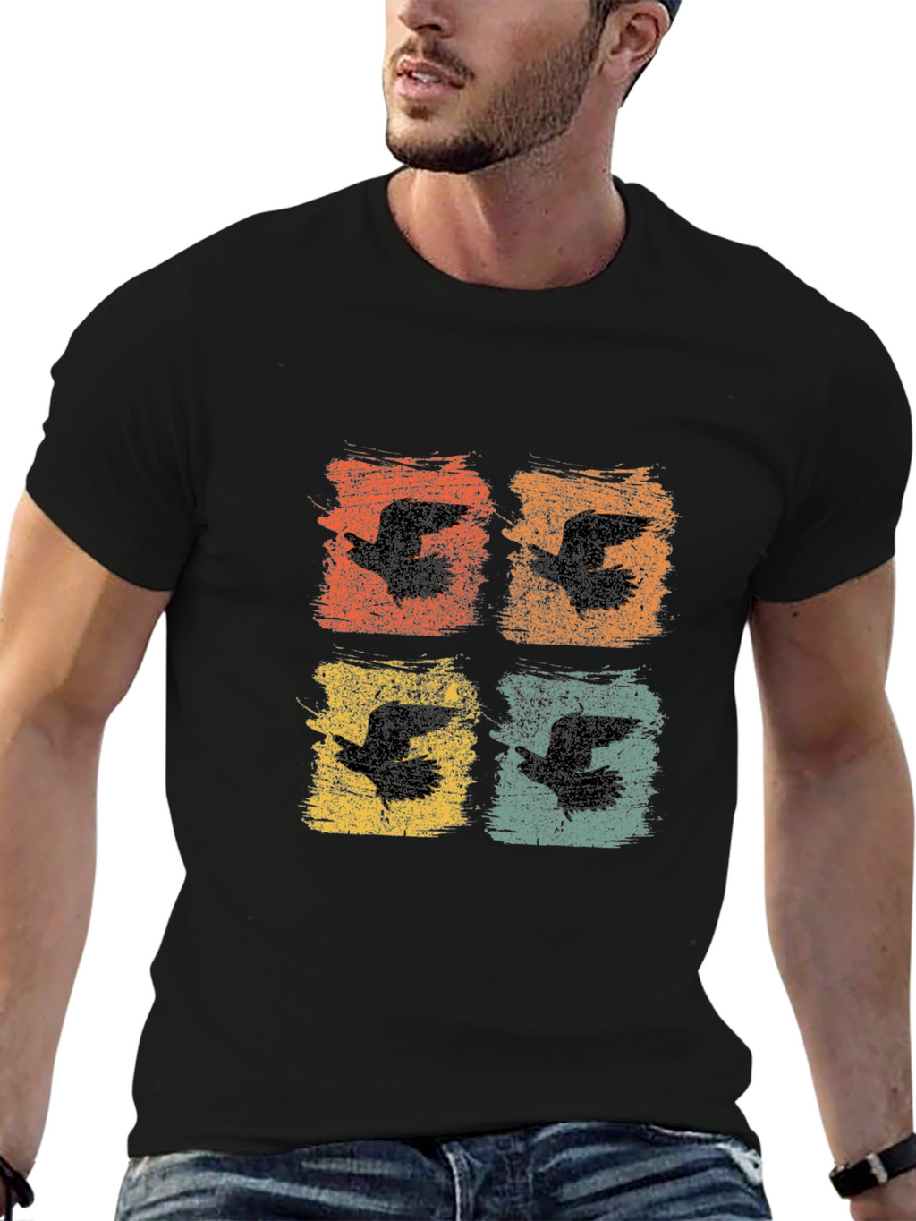 Retro Bird Print Graphic Tee