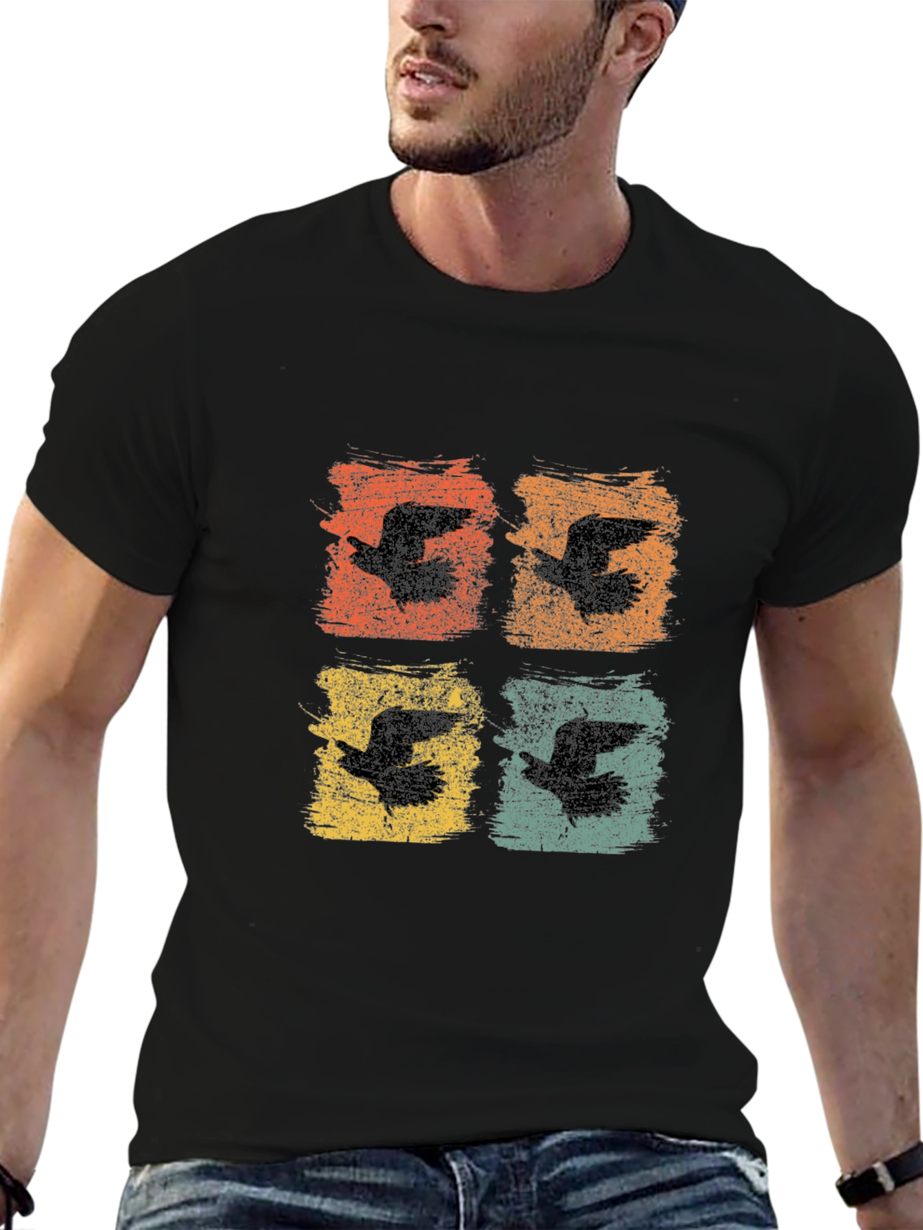Retro Bird Print Graphic Tee