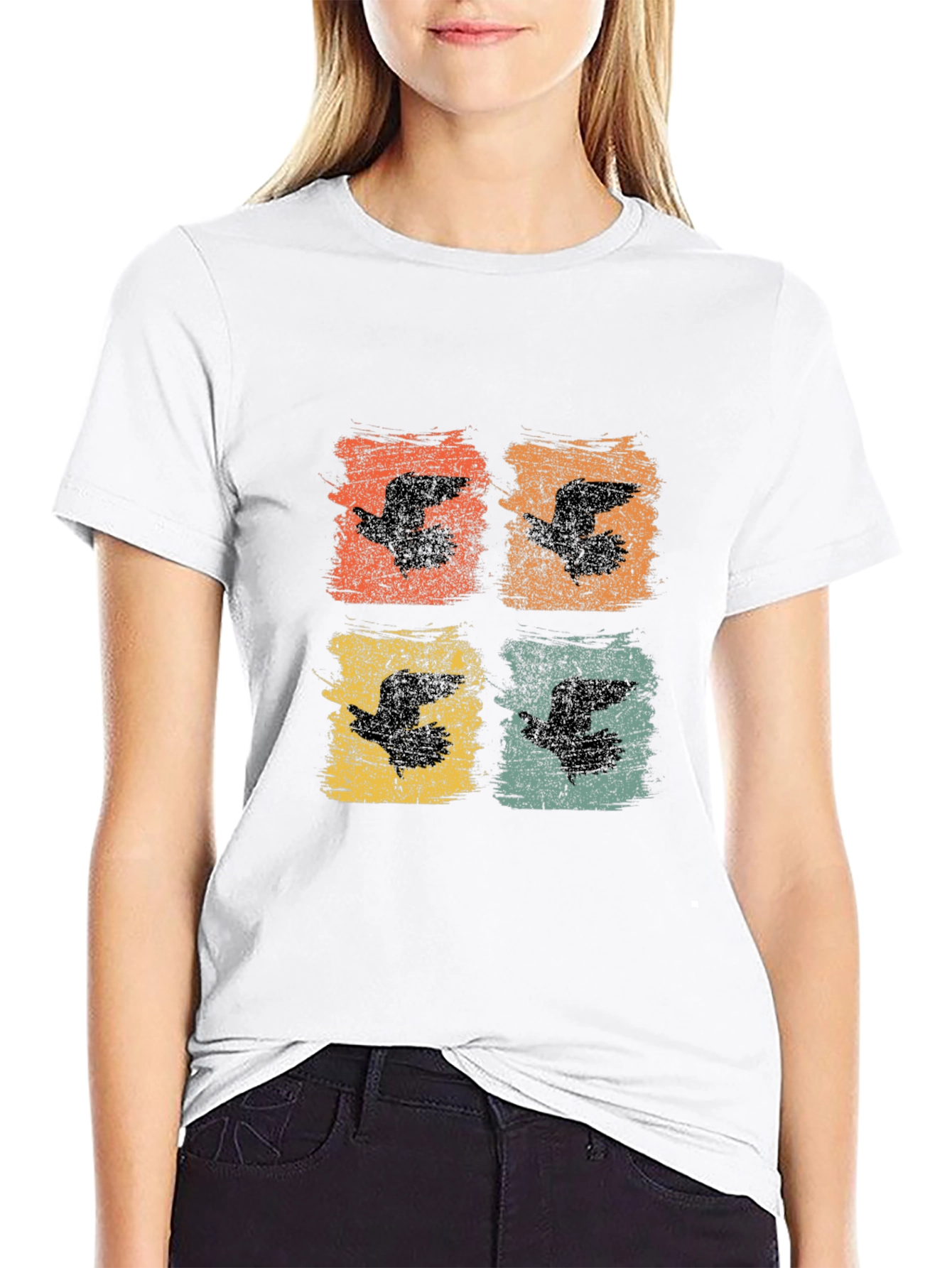 Retro Bird Print Graphic Tee