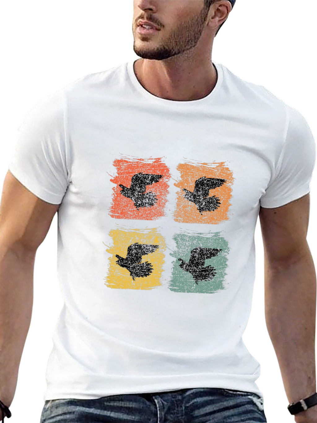 Retro Bird Print Graphic Tee