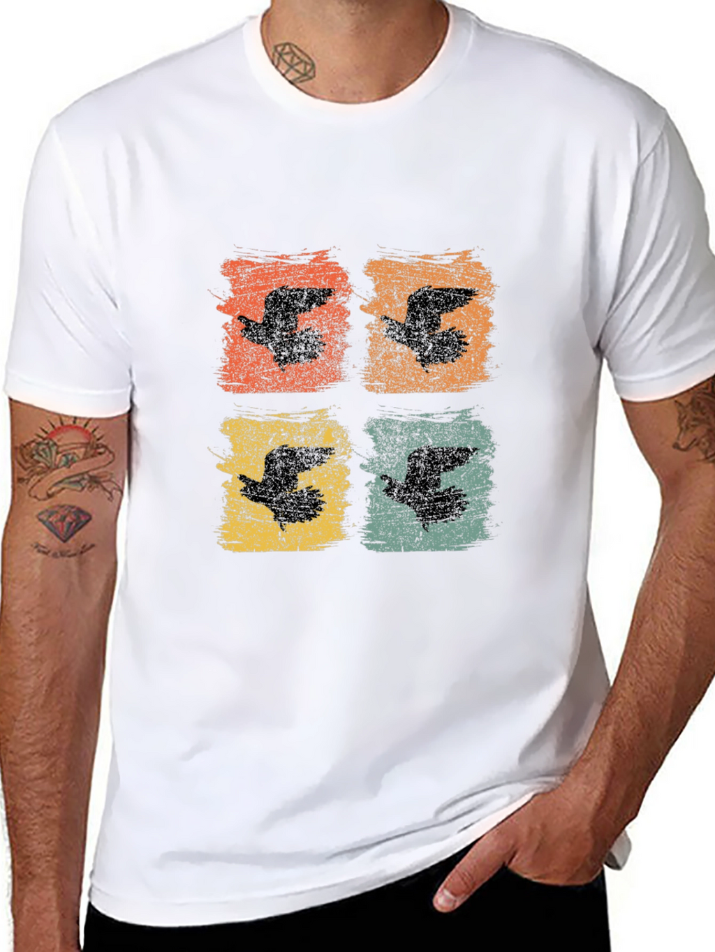 Retro Bird Print Graphic Tee
