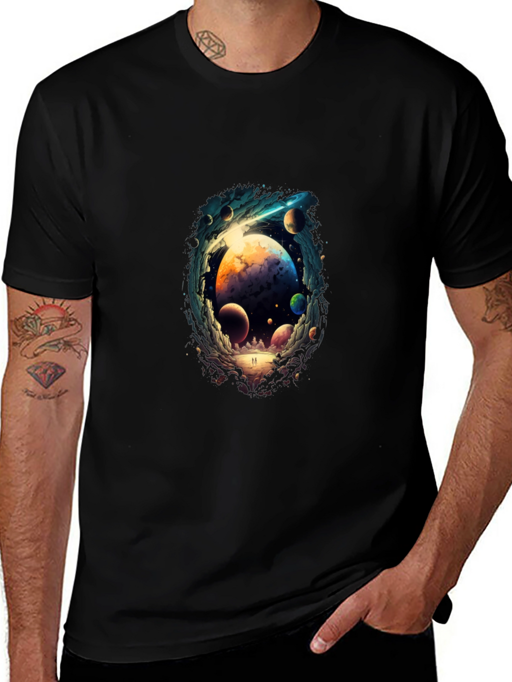Cosmic Dreamscape T-Shirt - Black