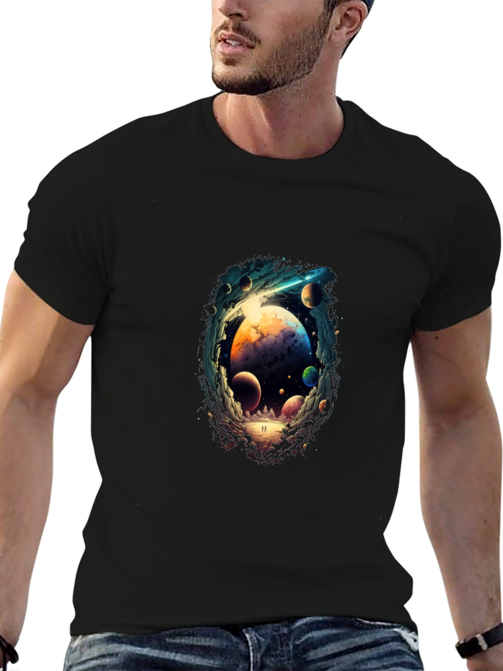 Cosmic Dreamscape T-Shirt - Black