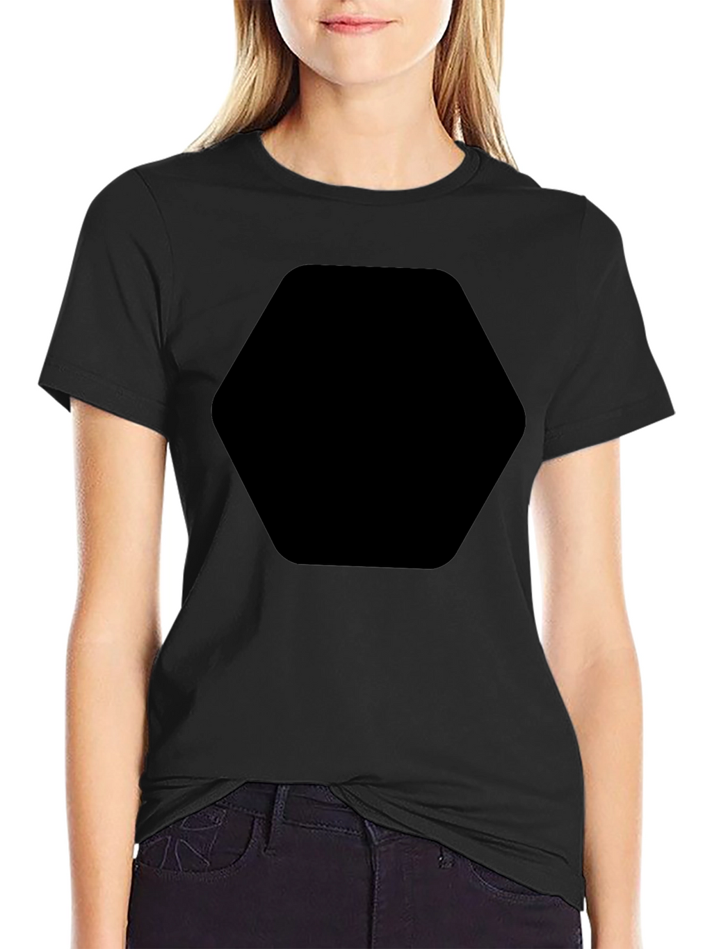 Basic Black T-Shirt with Chest Graphic