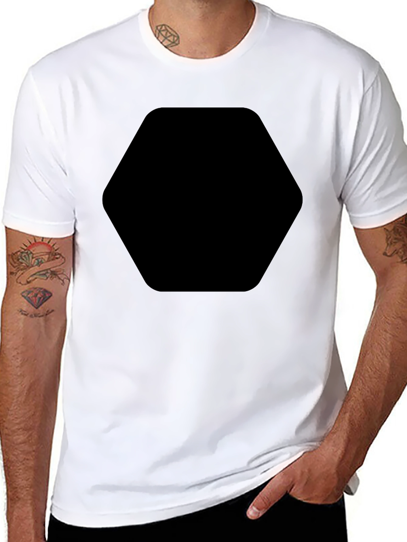 Basic Black T-Shirt with Chest Graphic