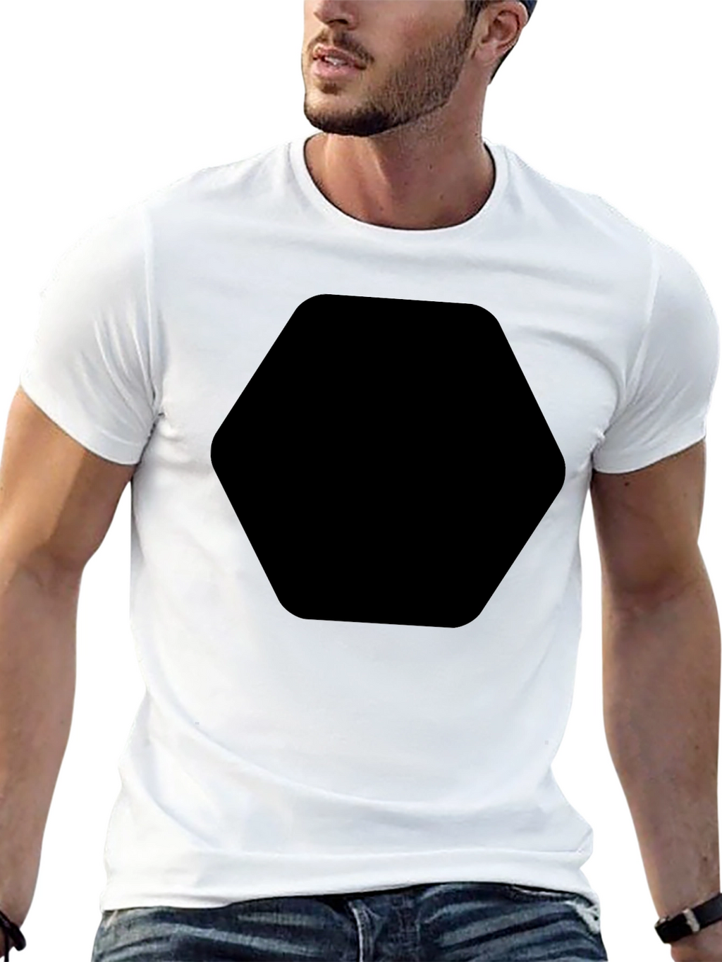 Basic Black T-Shirt with Chest Graphic