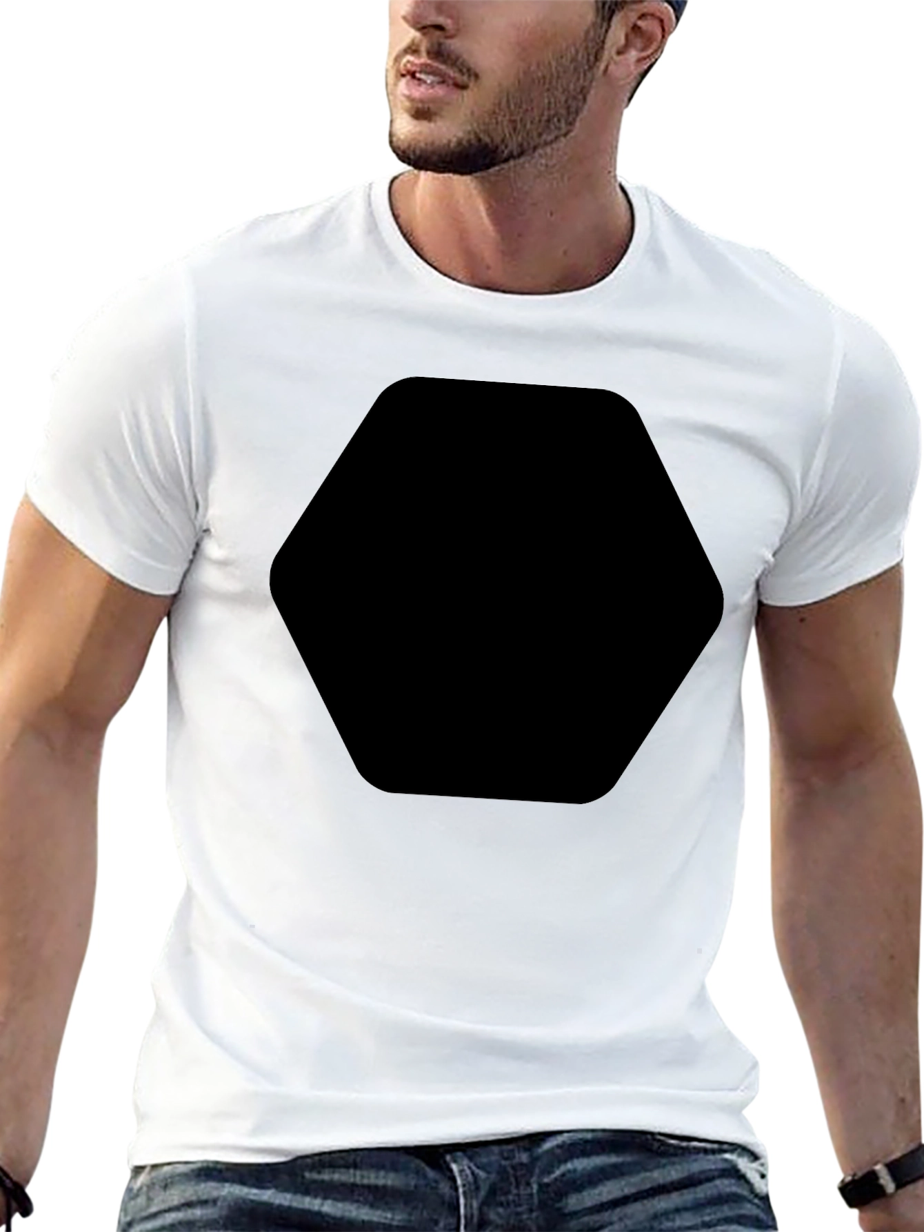 Basic Black T-Shirt with Chest Graphic