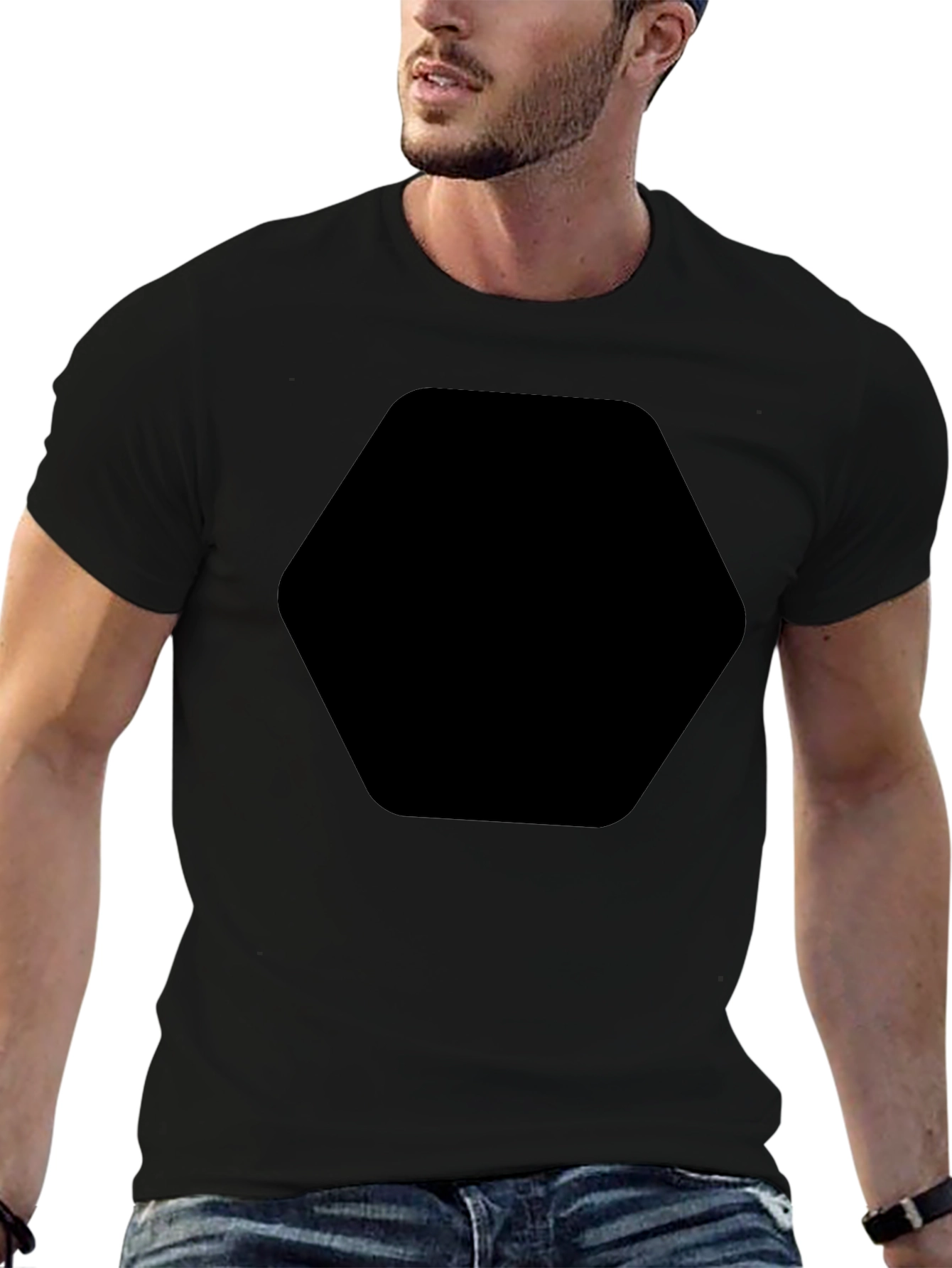 Basic Black T-Shirt with Chest Graphic