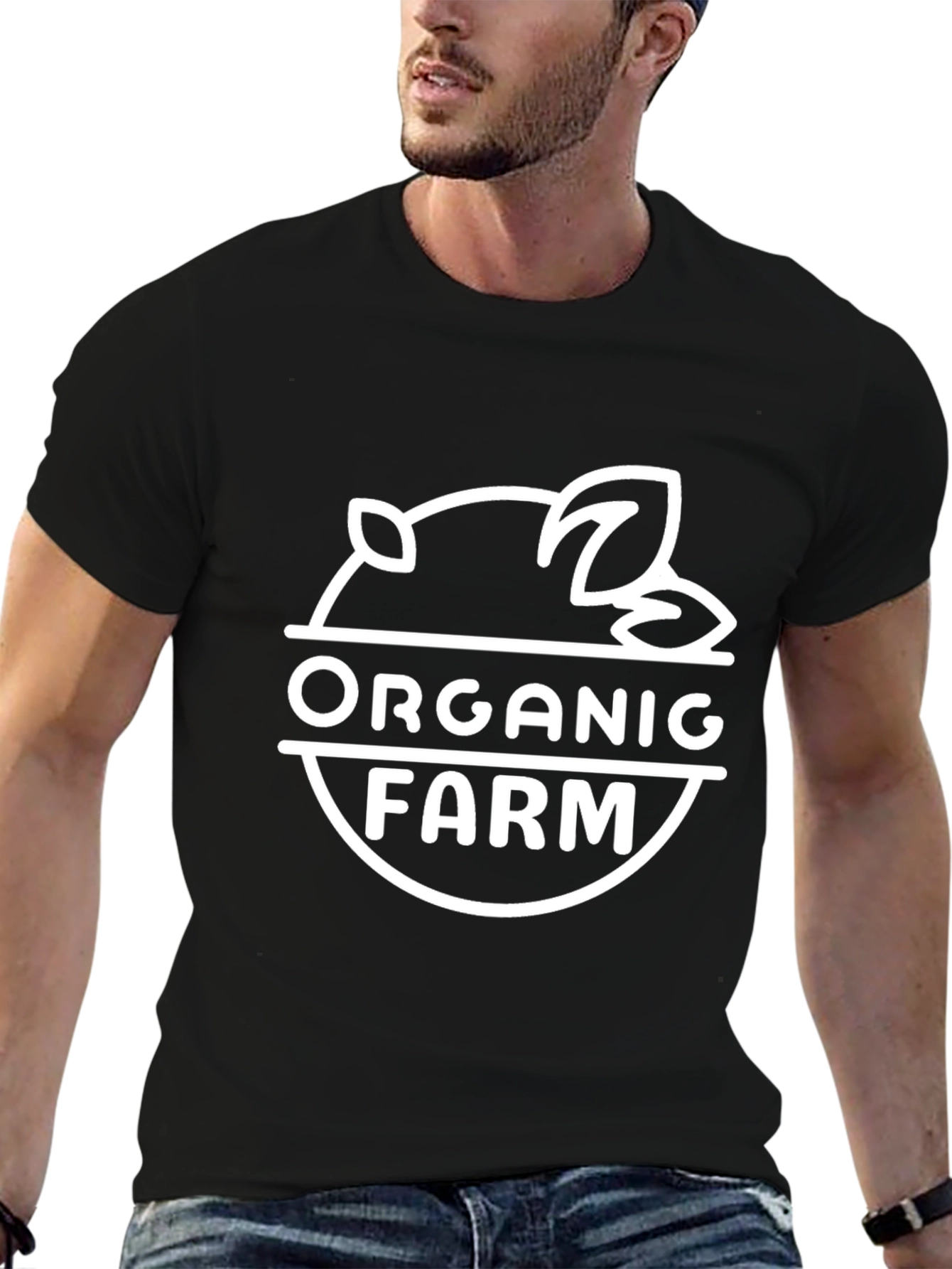 Organic Farm Graphic Tee - Black Cotton Blend Shirt