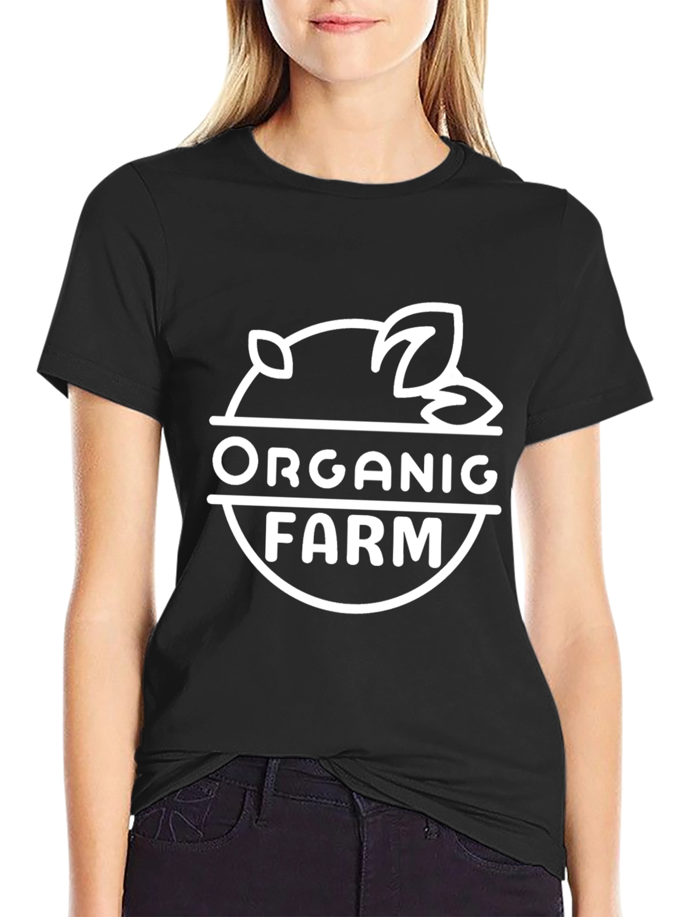 Organic Farm Graphic Tee - Black Cotton Blend Shirt