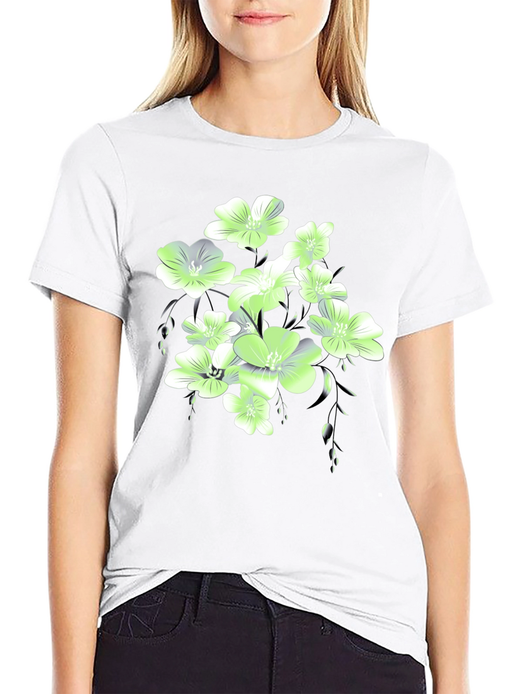 Floral Print Black T-Shirt