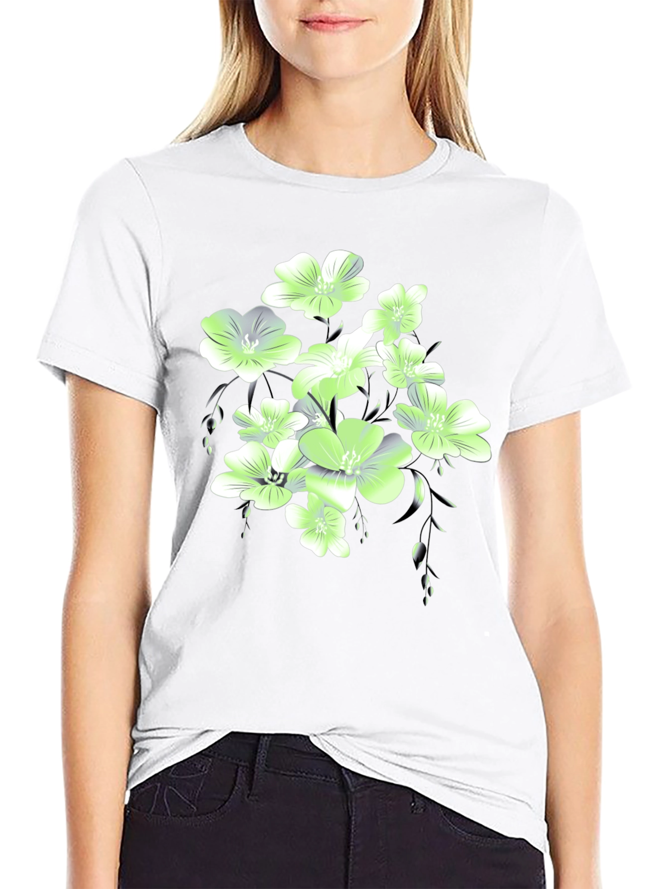 Floral Print Black T-Shirt