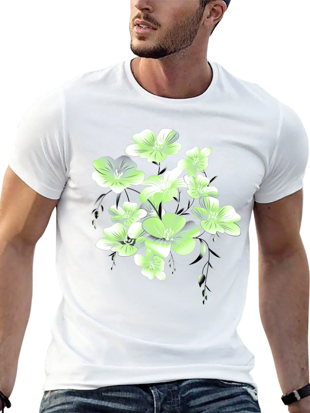 Floral Print Black T-Shirt
