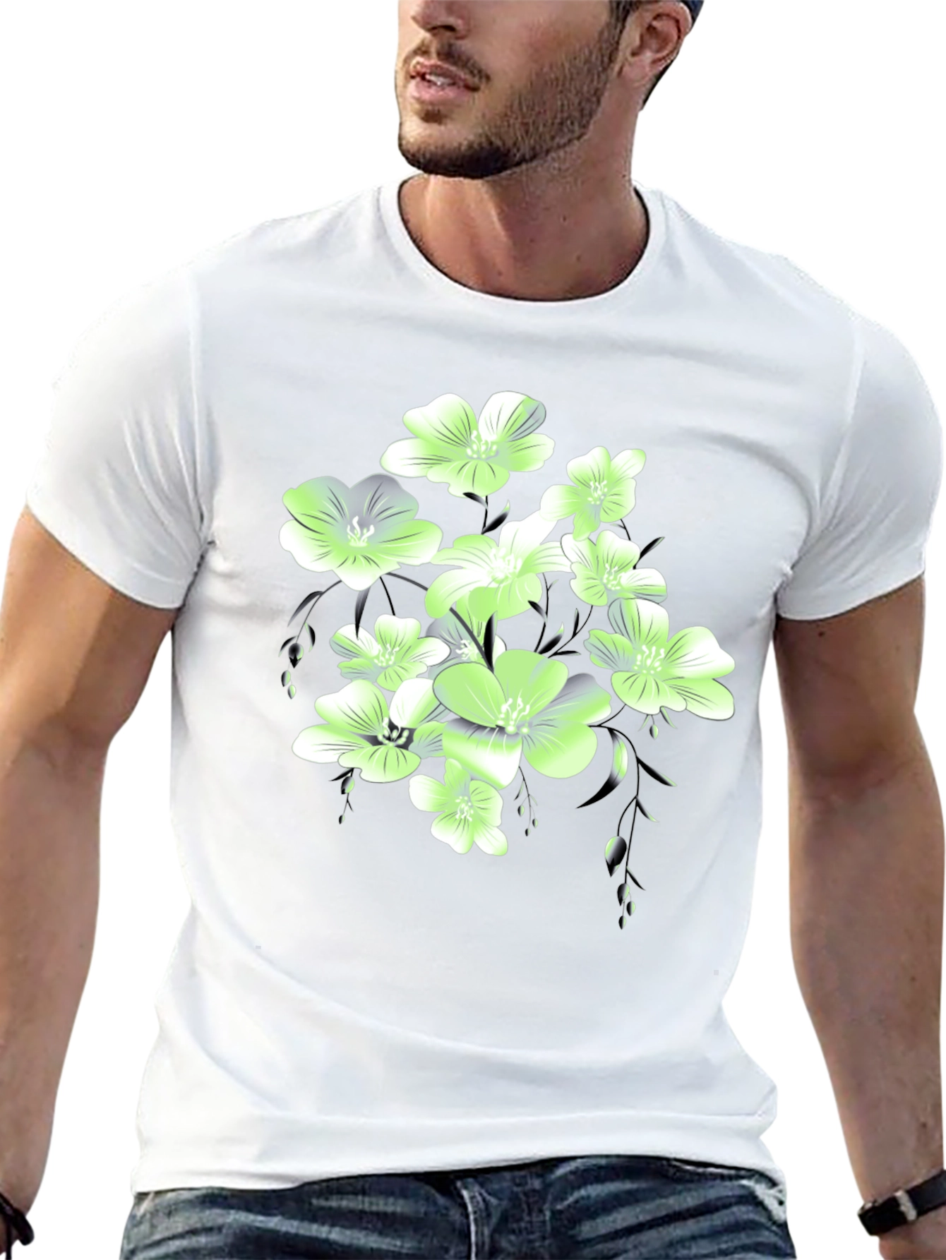 Floral Print Black T-Shirt