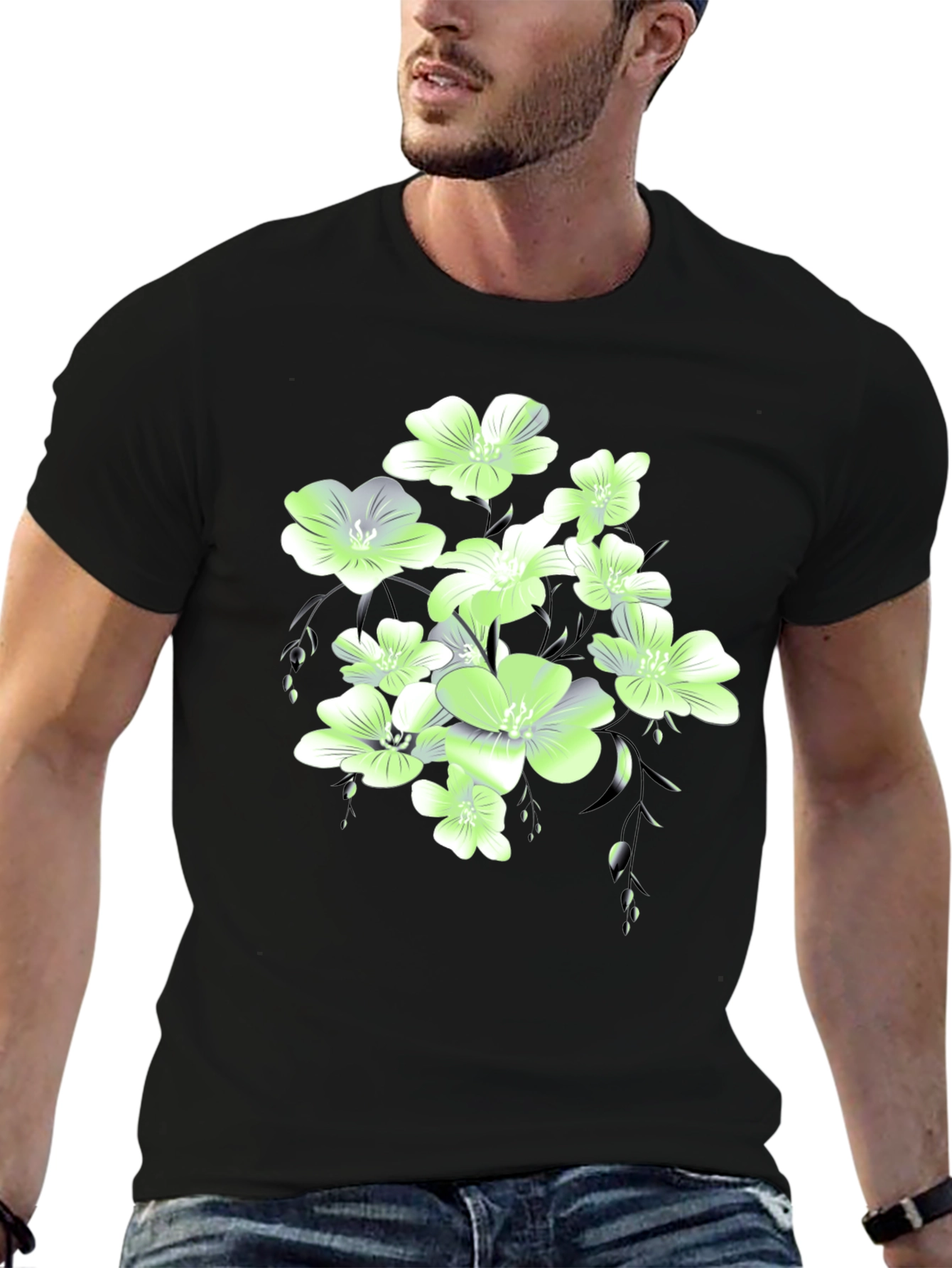 Floral Print Black T-Shirt