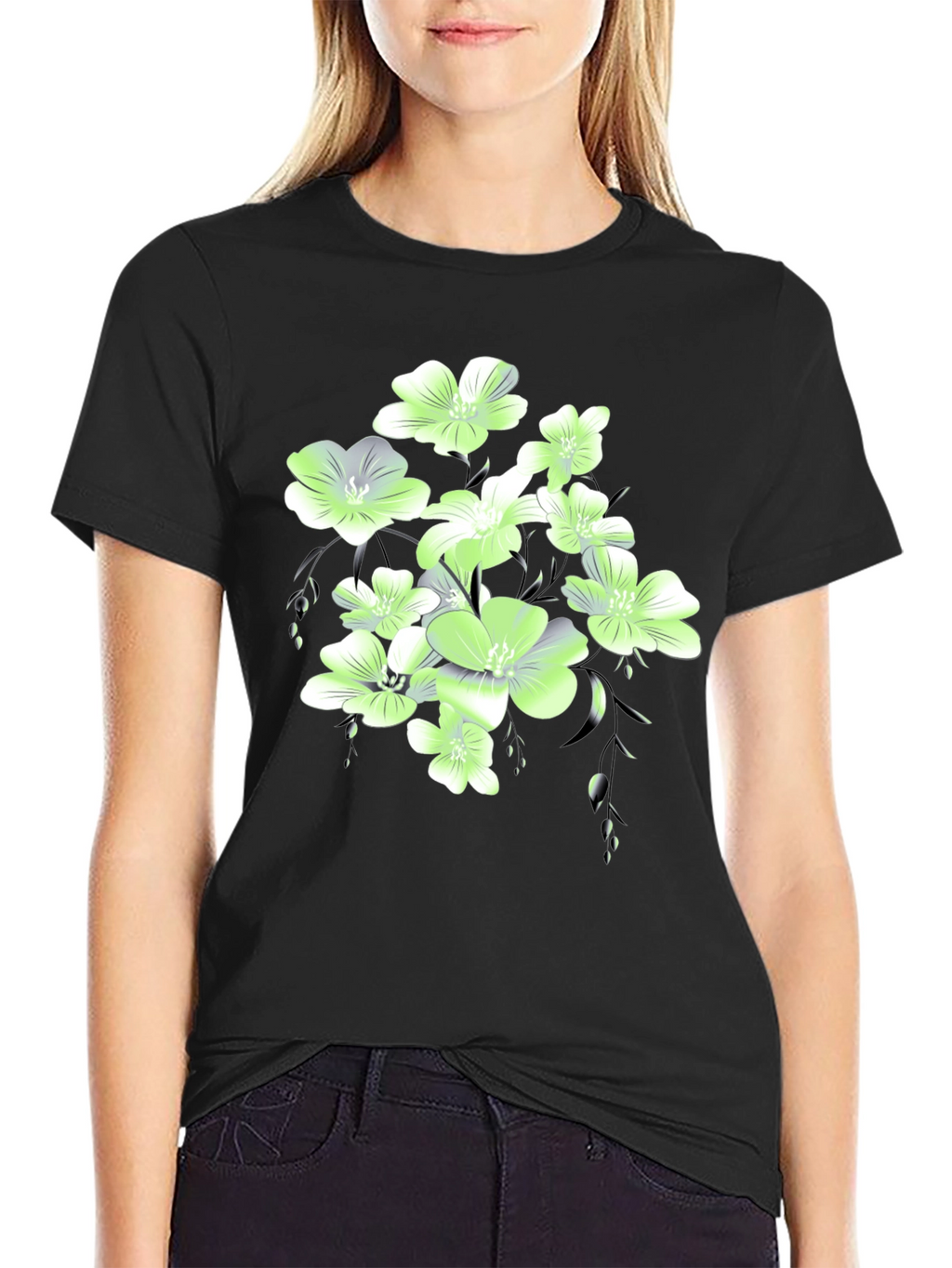 Floral Print Black T-Shirt