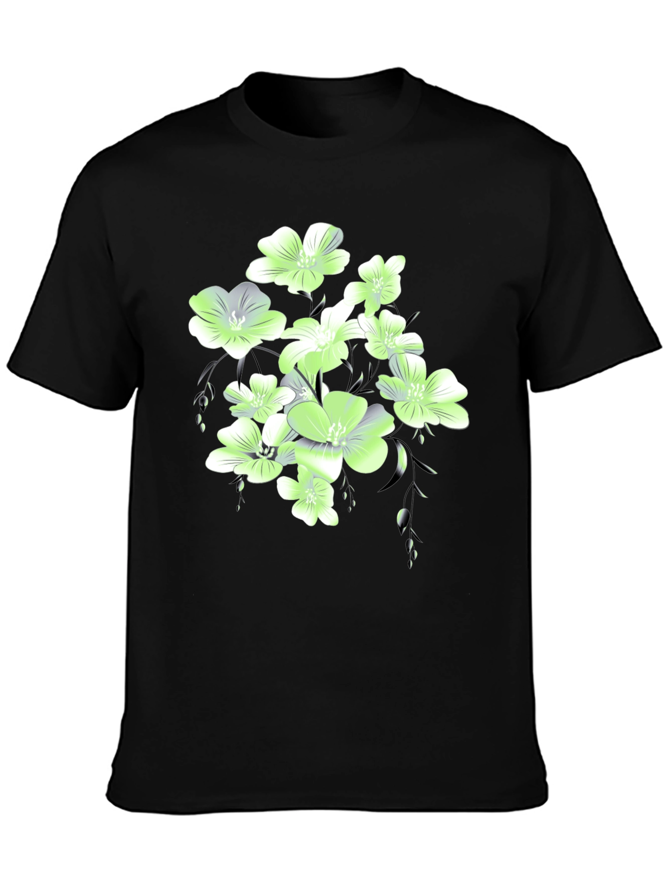 Floral Print Black T-Shirt