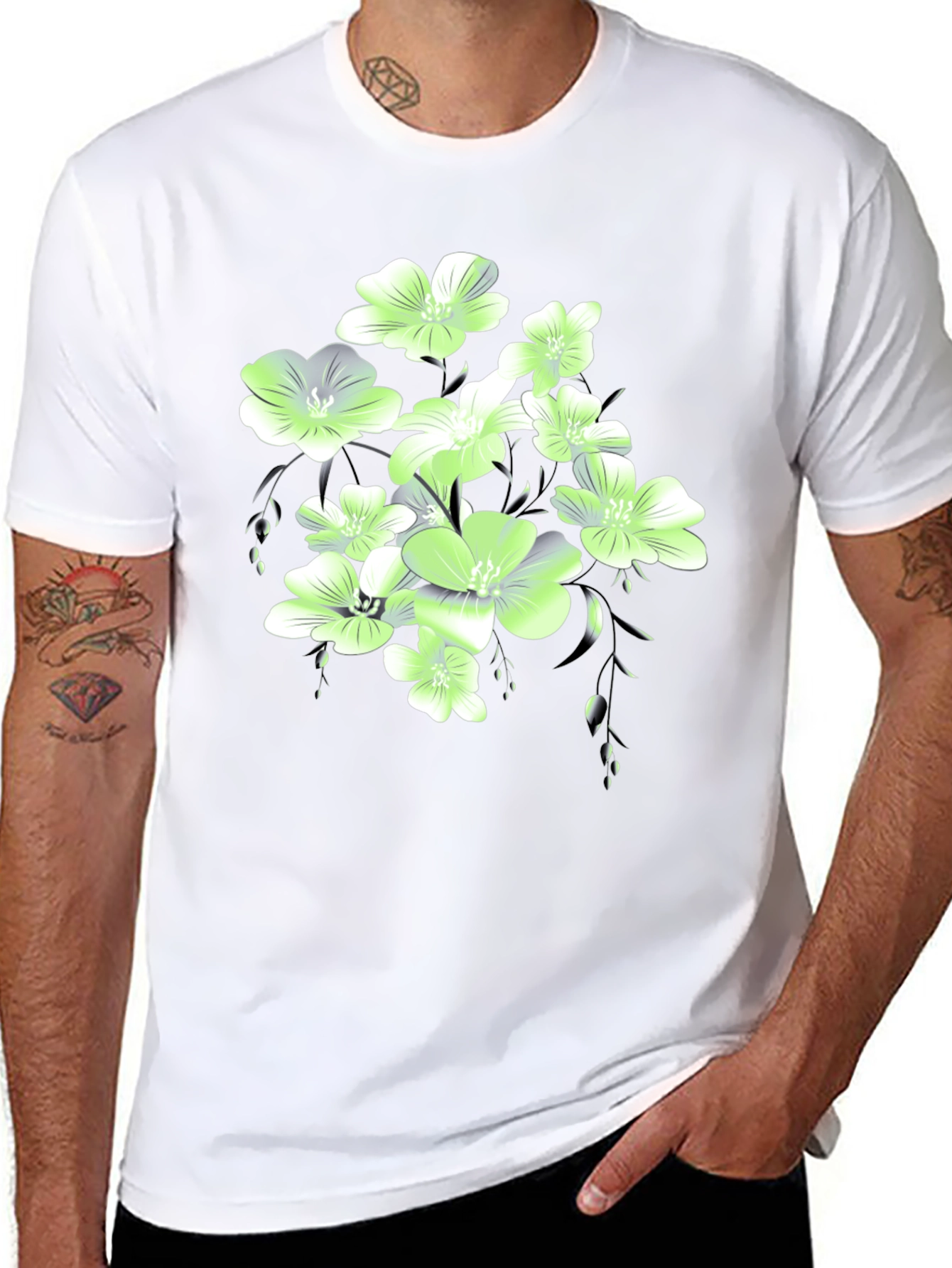 Floral Print Black T-Shirt