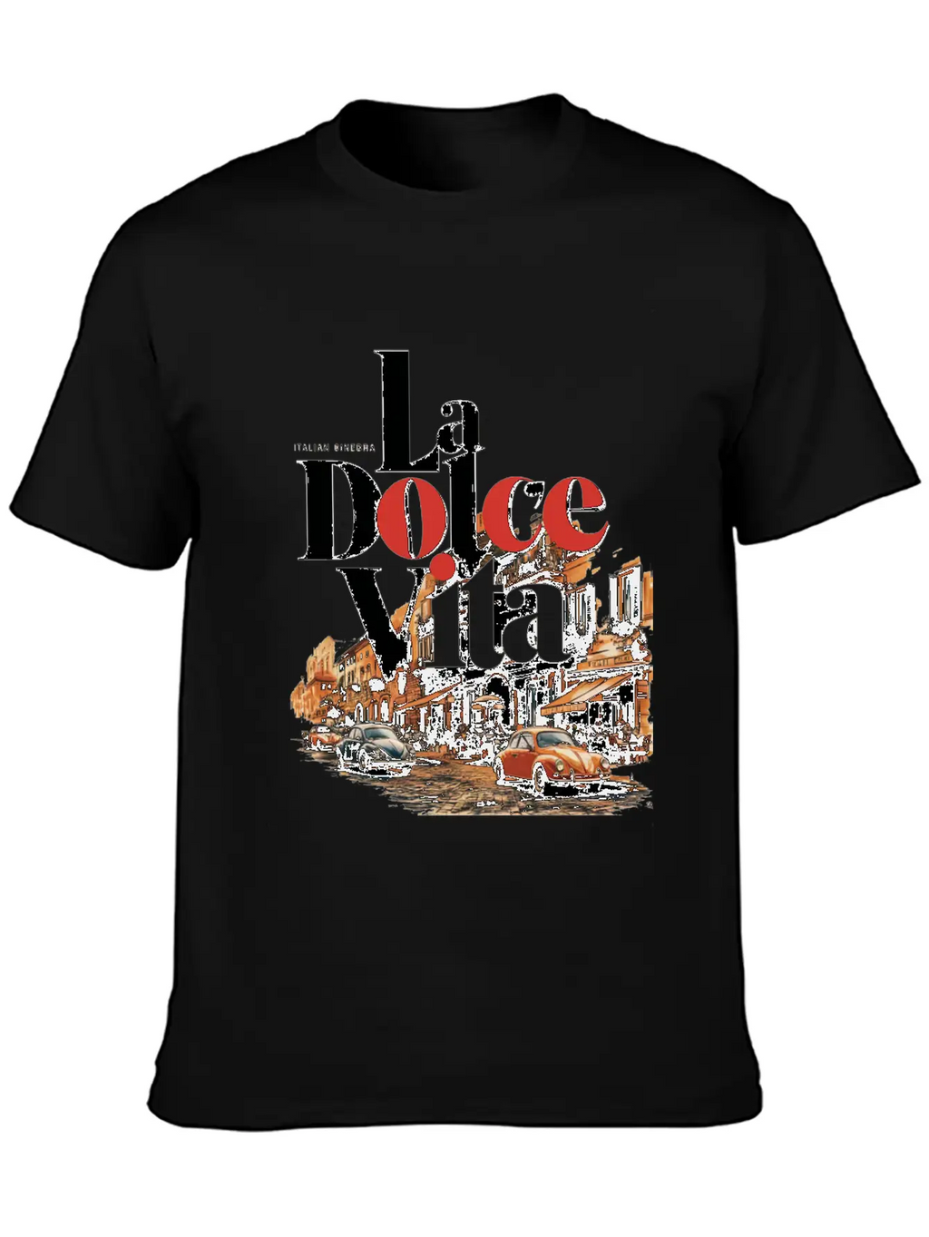 La Dolce Vita Retro Poster Casual Graphic T-Shirt – Simple And Comfortable Daily Wear