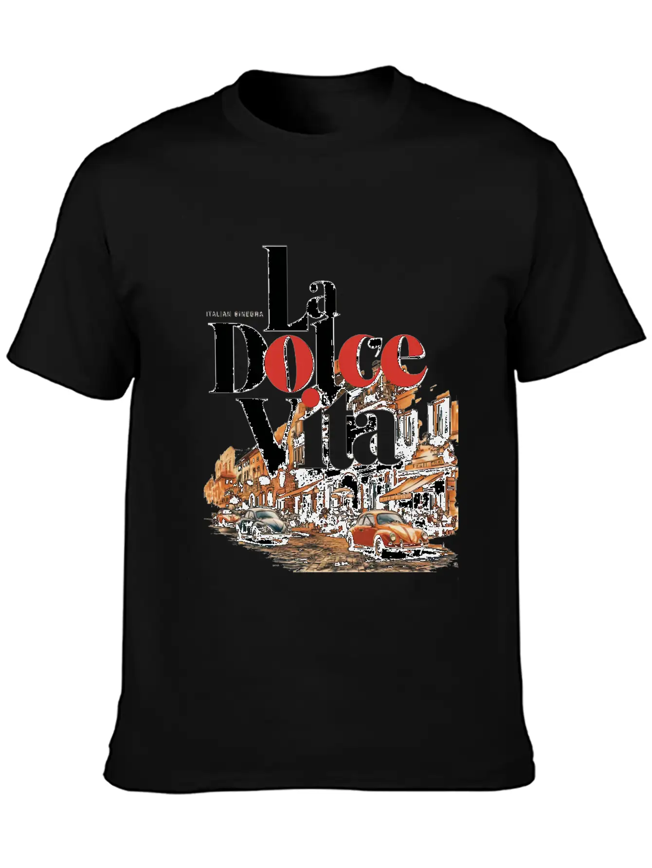 La Dolce Vita Retro Poster Casual Graphic T-Shirt – Simple And Comfortable Daily Wear