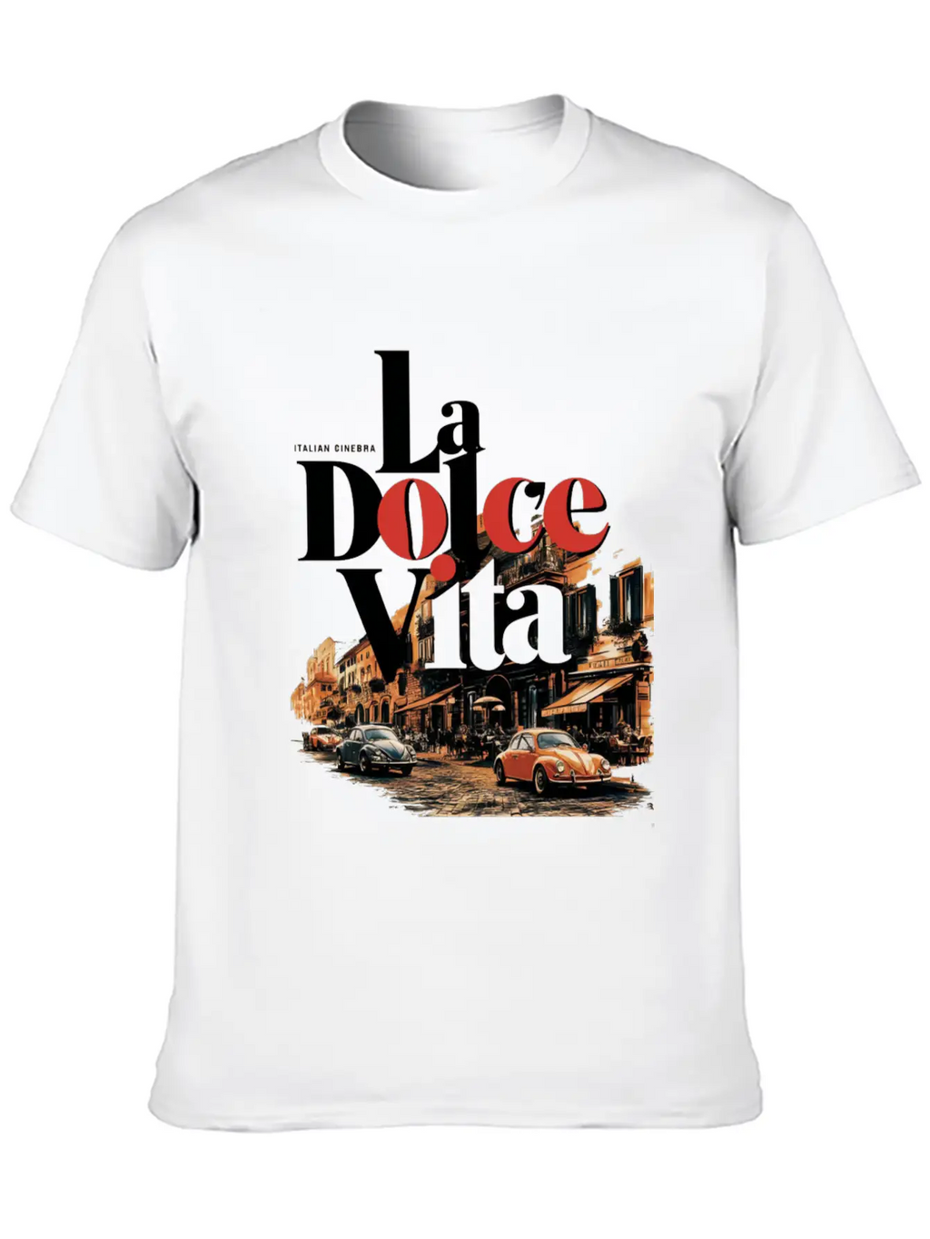 La Dolce Vita Retro Poster Casual Graphic T-Shirt – Simple And Comfortable Daily Wear