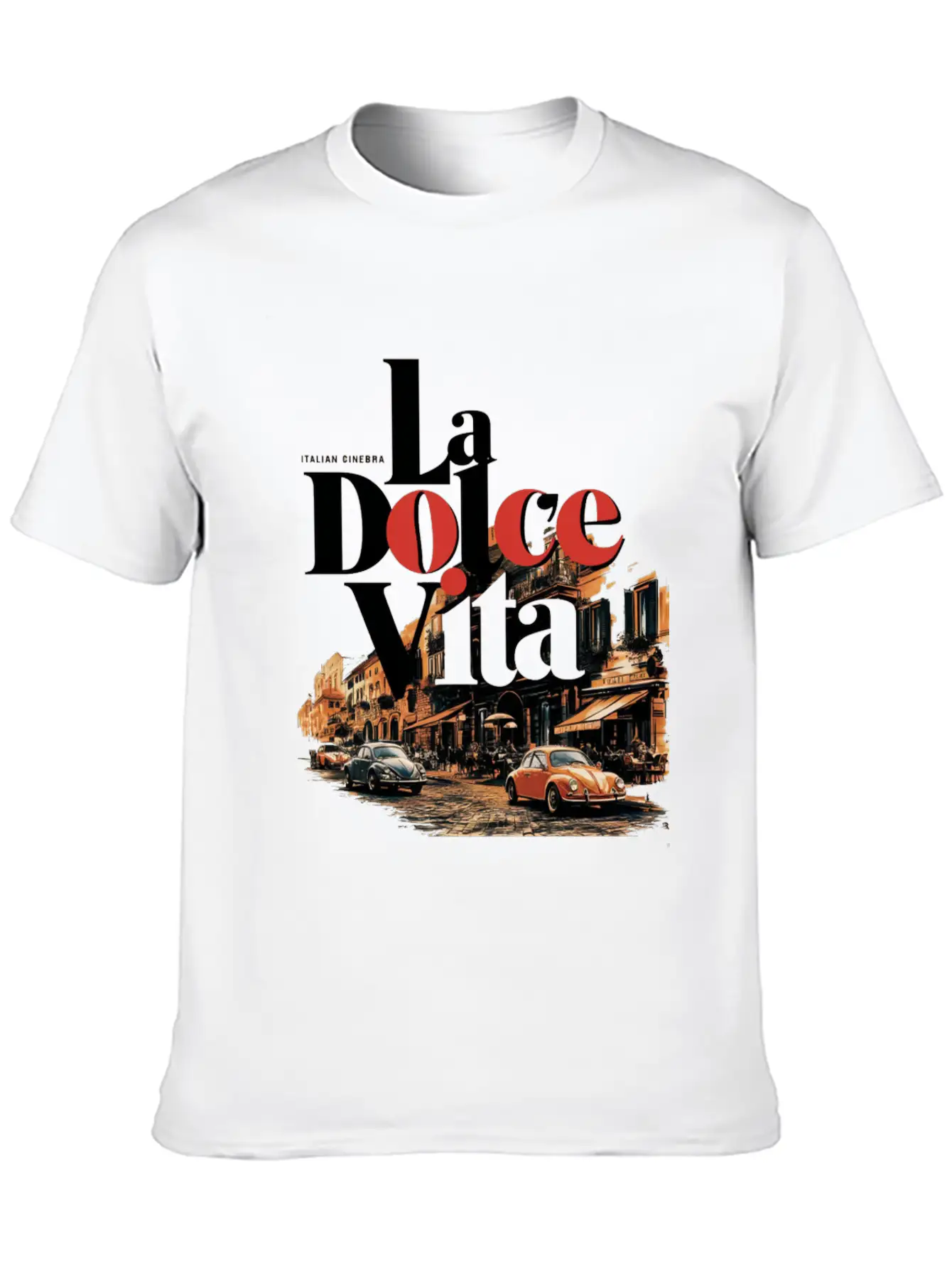 La Dolce Vita Retro Poster Casual Graphic T-Shirt – Simple And Comfortable Daily Wear