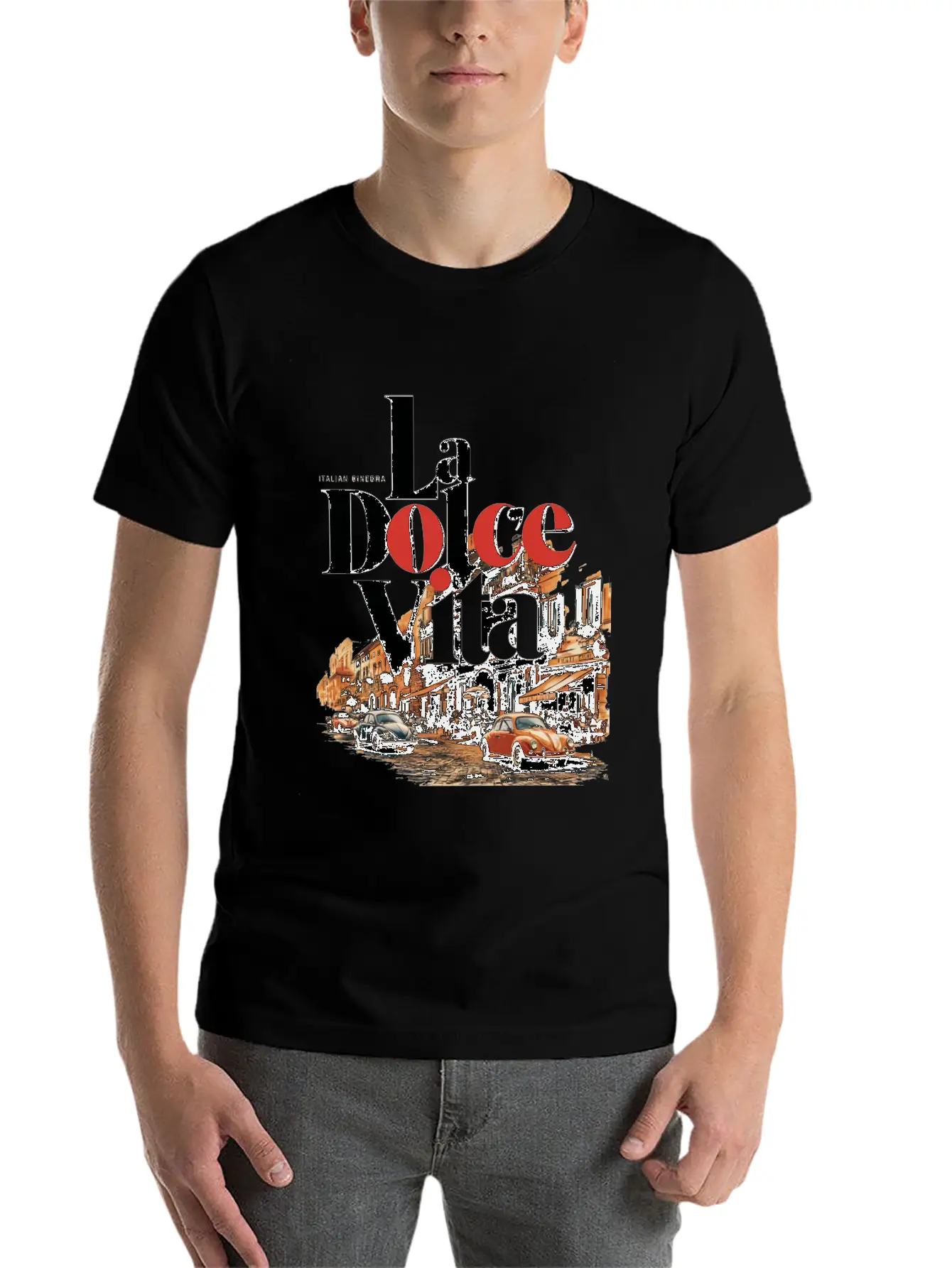 La Dolce Vita Retro Poster Casual Graphic T-Shirt – Simple And Comfortable Daily Wear