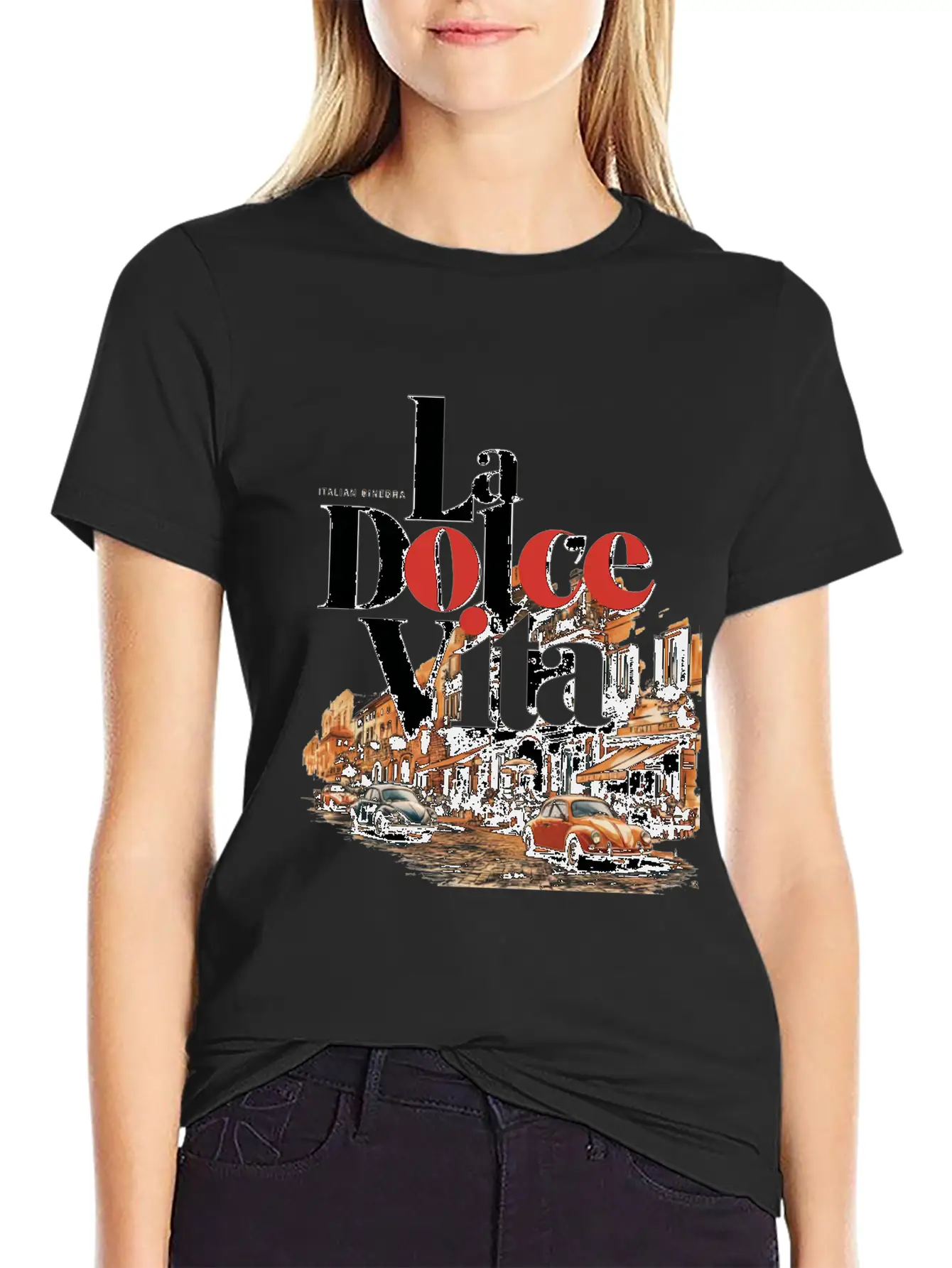 La Dolce Vita Retro Poster Casual Graphic T-Shirt – Simple And Comfortable Daily Wear