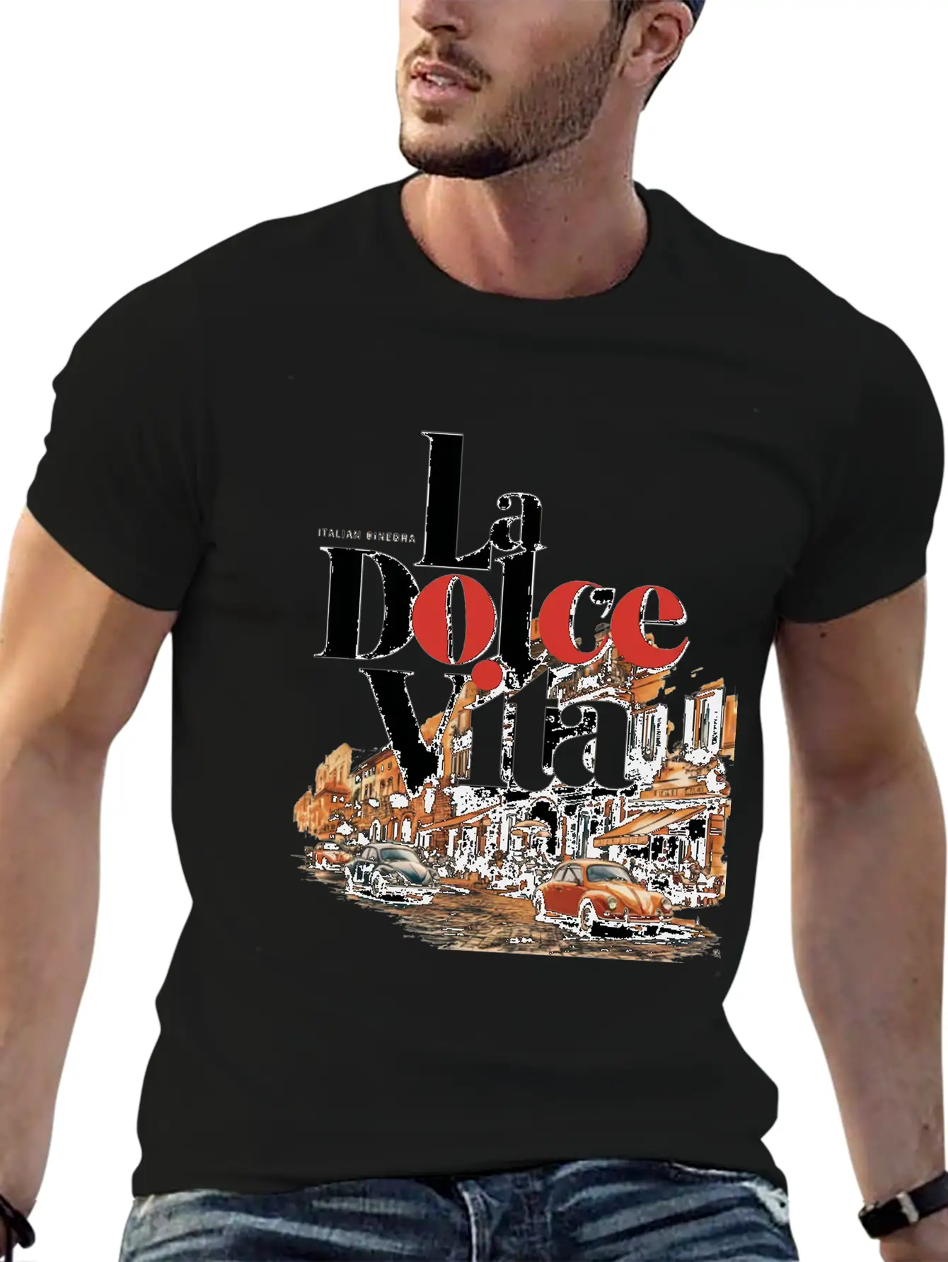 La Dolce Vita Retro Poster Casual Graphic T-Shirt – Simple And Comfortable Daily Wear
