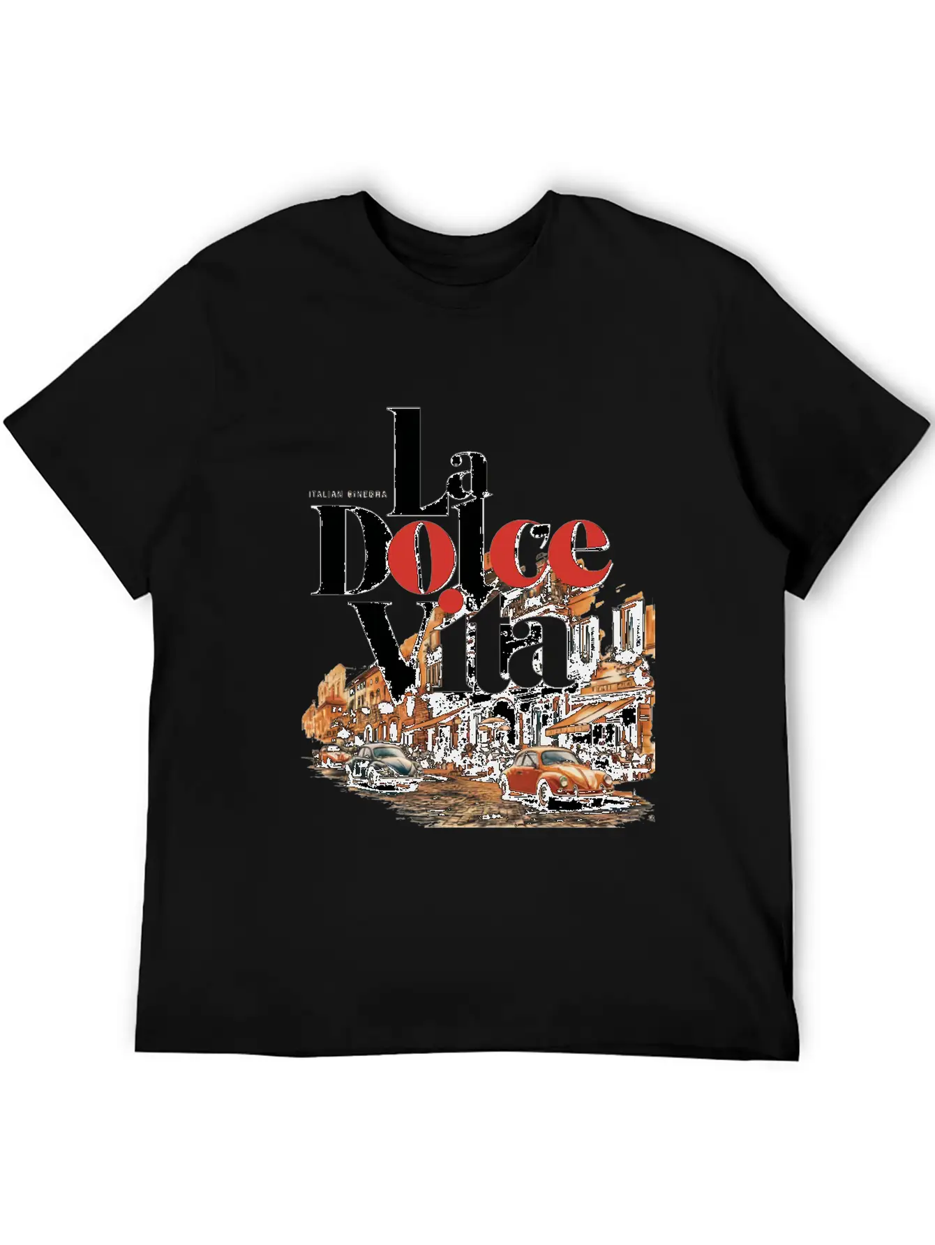 La Dolce Vita Retro Poster Casual Graphic T-Shirt – Simple And Comfortable Daily Wear