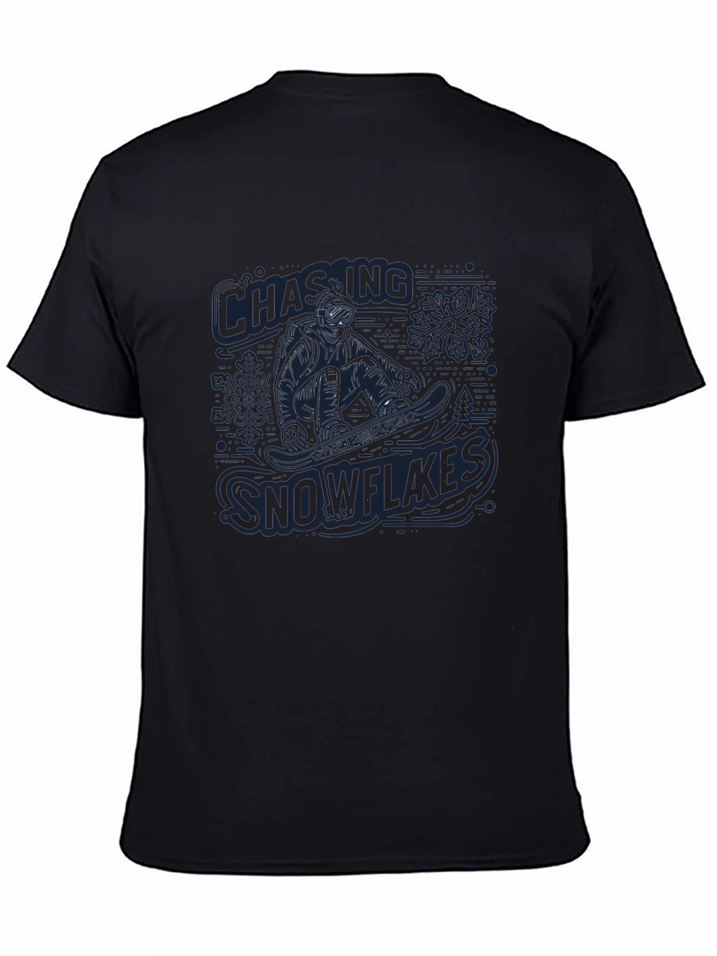 Snowflakes Chasing Graphic T-Shirt - Mens Black Crew Neck