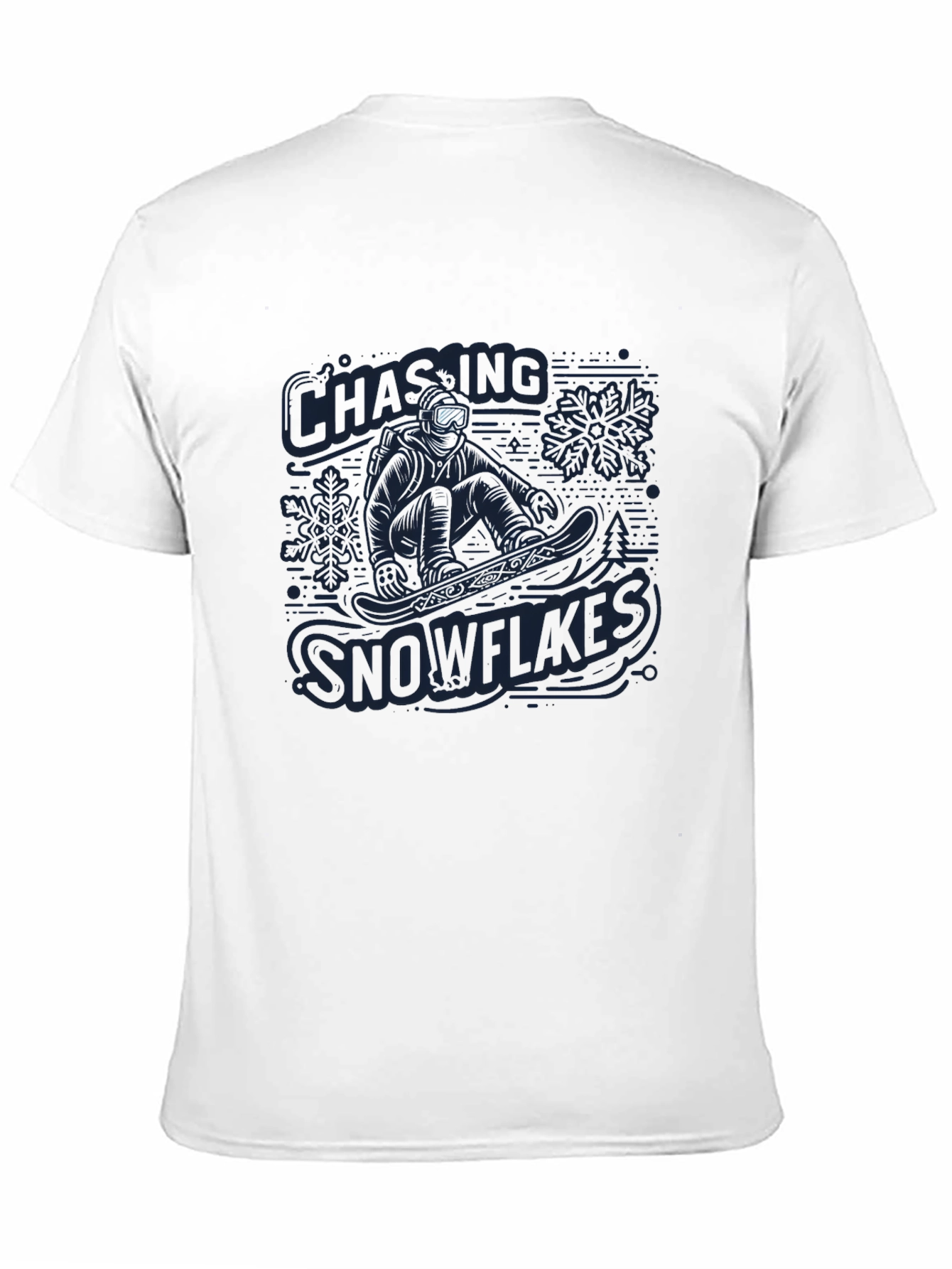 Snowflakes Chasing Graphic T-Shirt - Mens Black Crew Neck