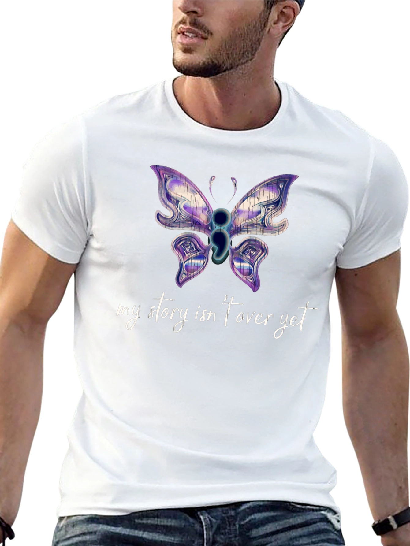 Semicolon Butterfly Graphic Tee - My Story Isnt Over Yet
